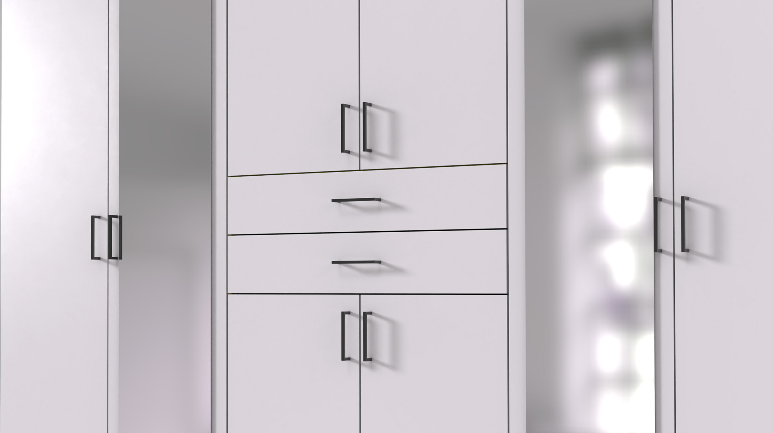 Kleiderschrank mit Spiegel - weiß - 270 cm - DILLINGEN