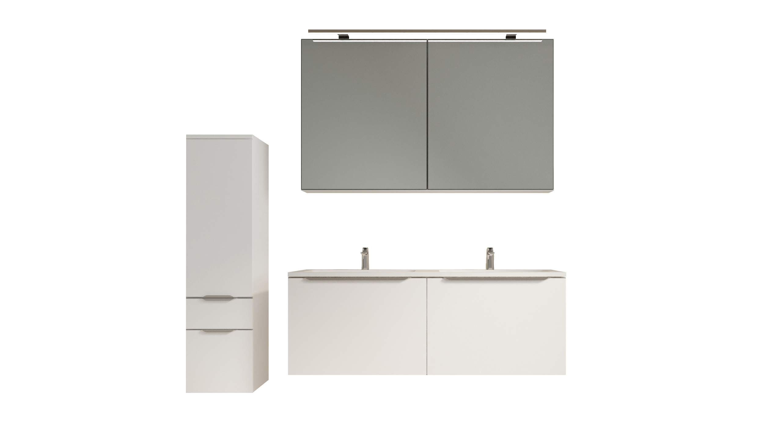 Badmöbel-Set weiß matt - 3 Teile mit HS - Waschtisch 121 cm - SANTANA