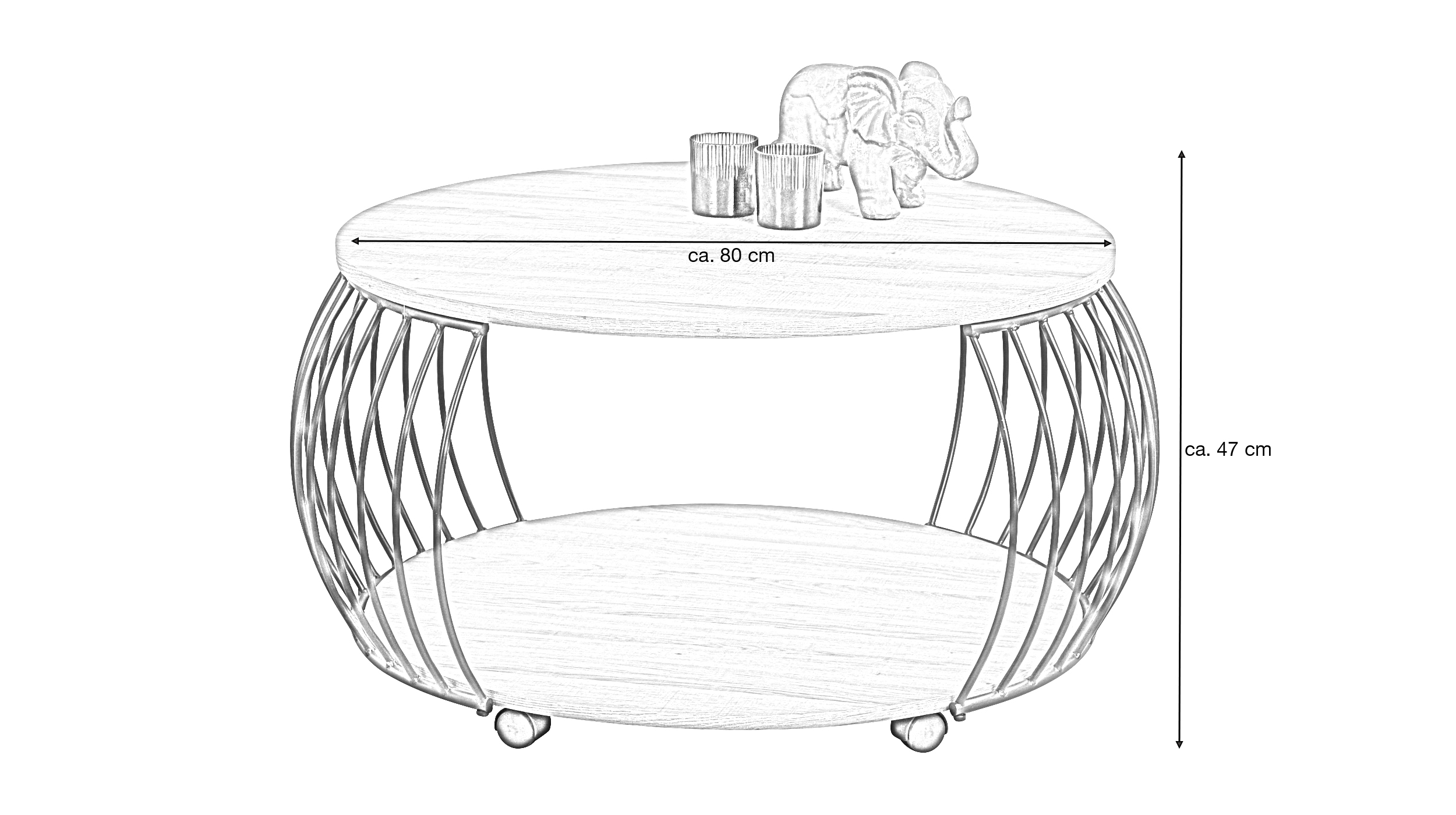 Couchtisch Eiche 80 x 80 cm - PEKING