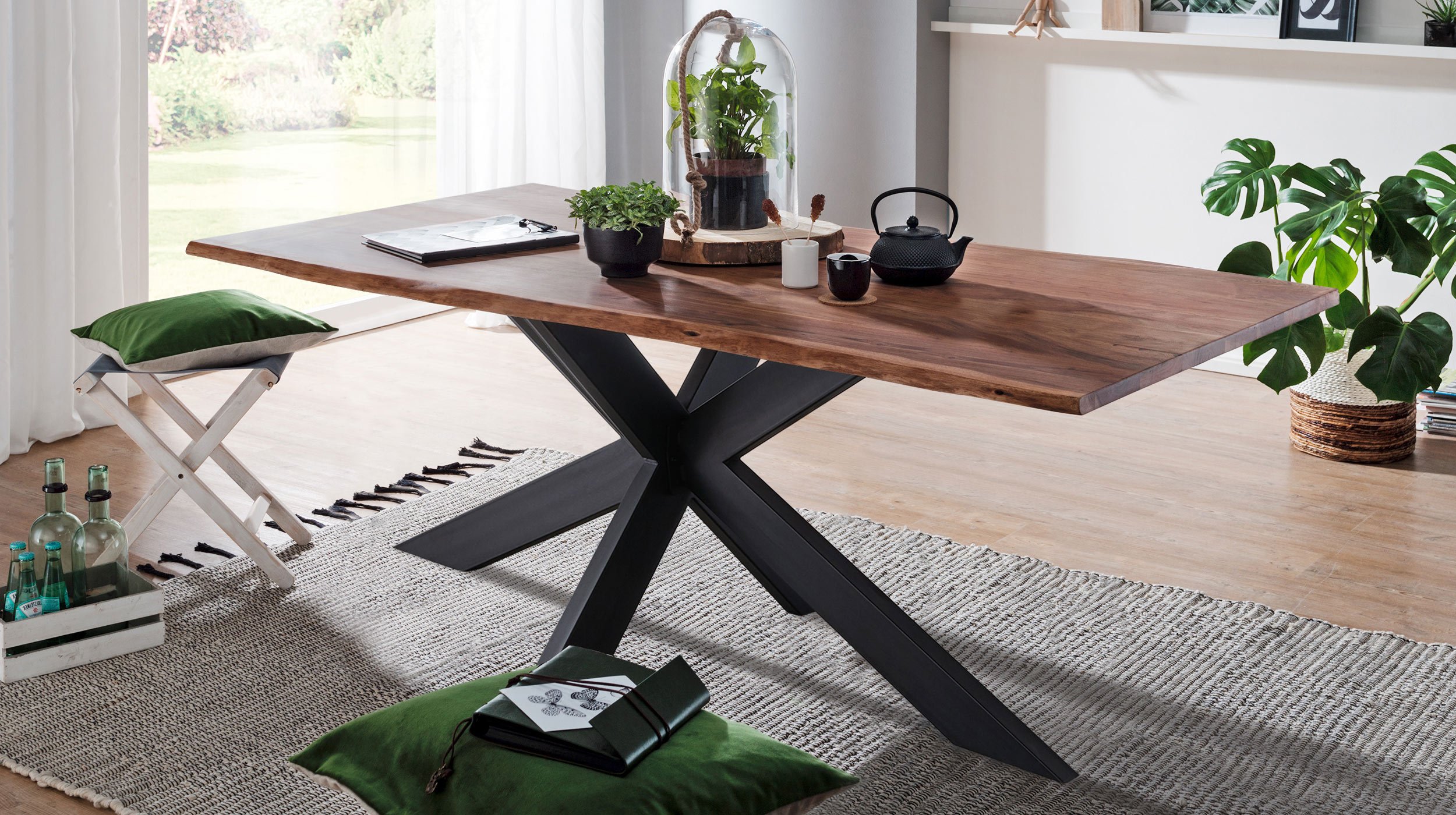 Esstisch Baumkantentisch 220 cm Akazie massiv lackiert - TIMY