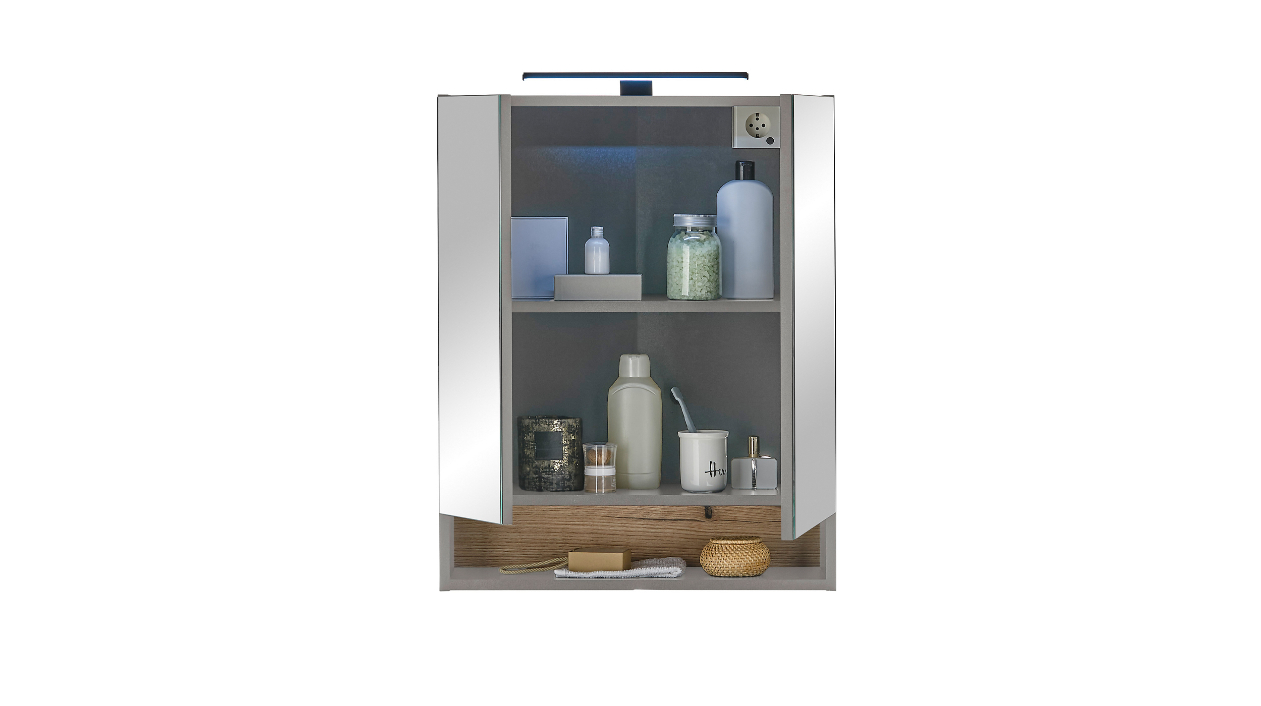 Spiegelschrank grau Evoke Eiche 60 cm - mit Beleuchtung - DALIA