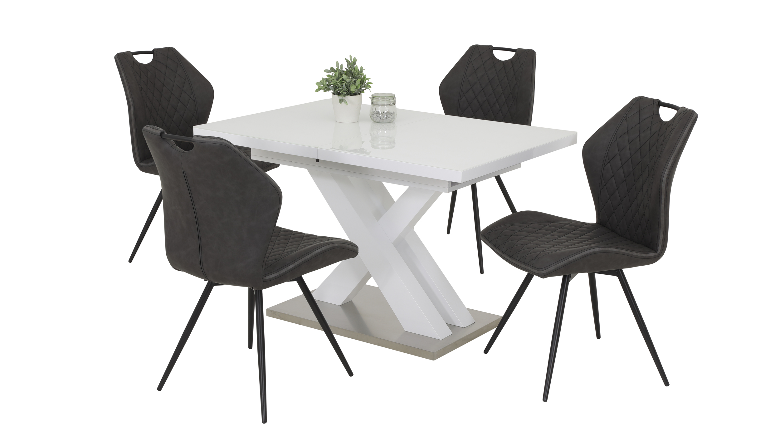 Esstisch 120 - 160 cm ausziehbar weiß hochglanz - ELVIRA