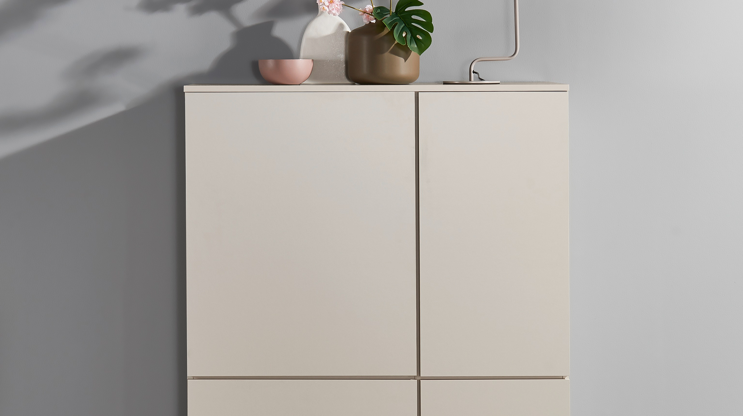 Highboard 3 Türen 2 Schubladen beige 103 cm - VINCE