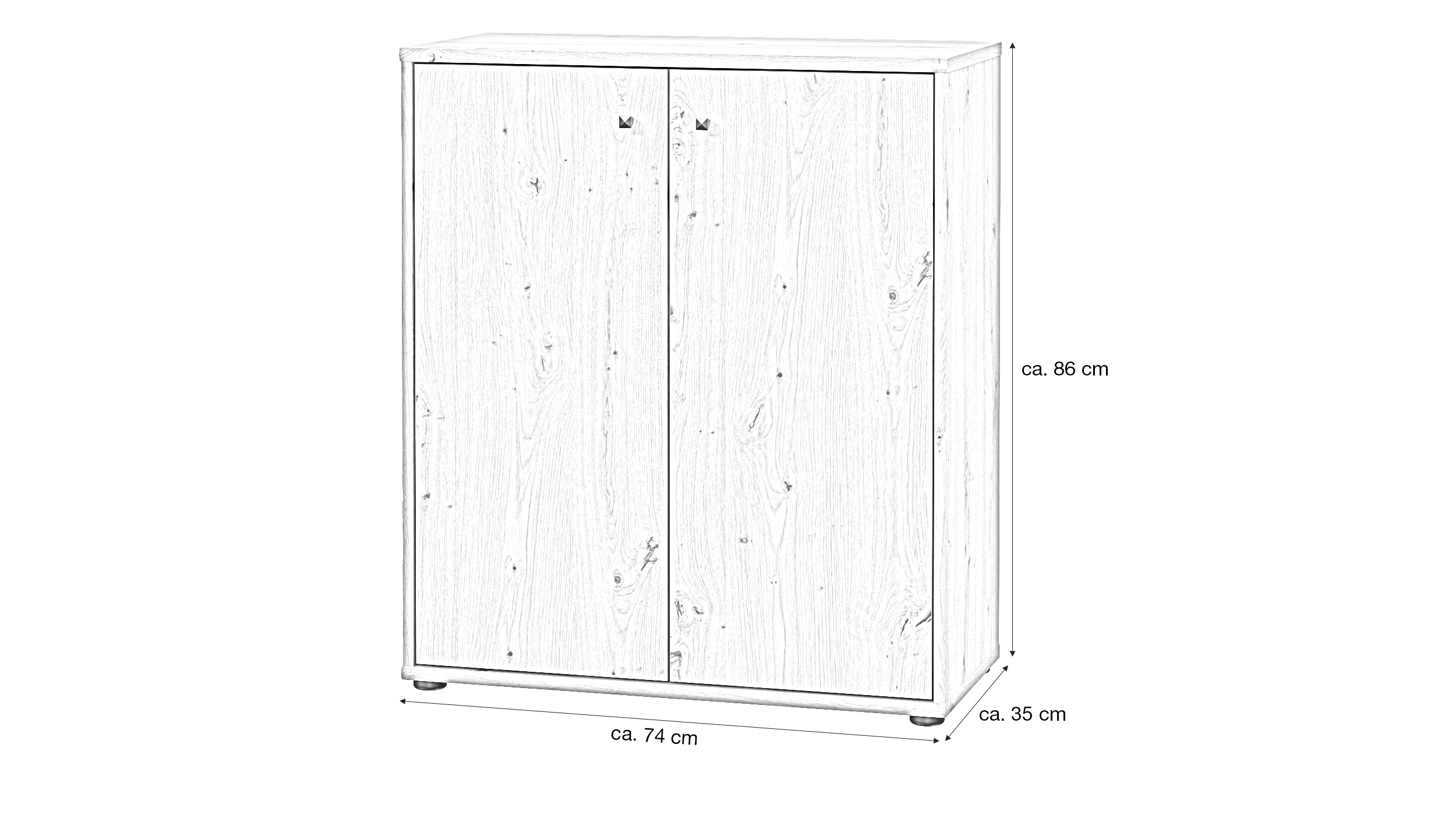 Kommode Artisan Eiche 74 x 35 cm - 2-türig - TEMPRA