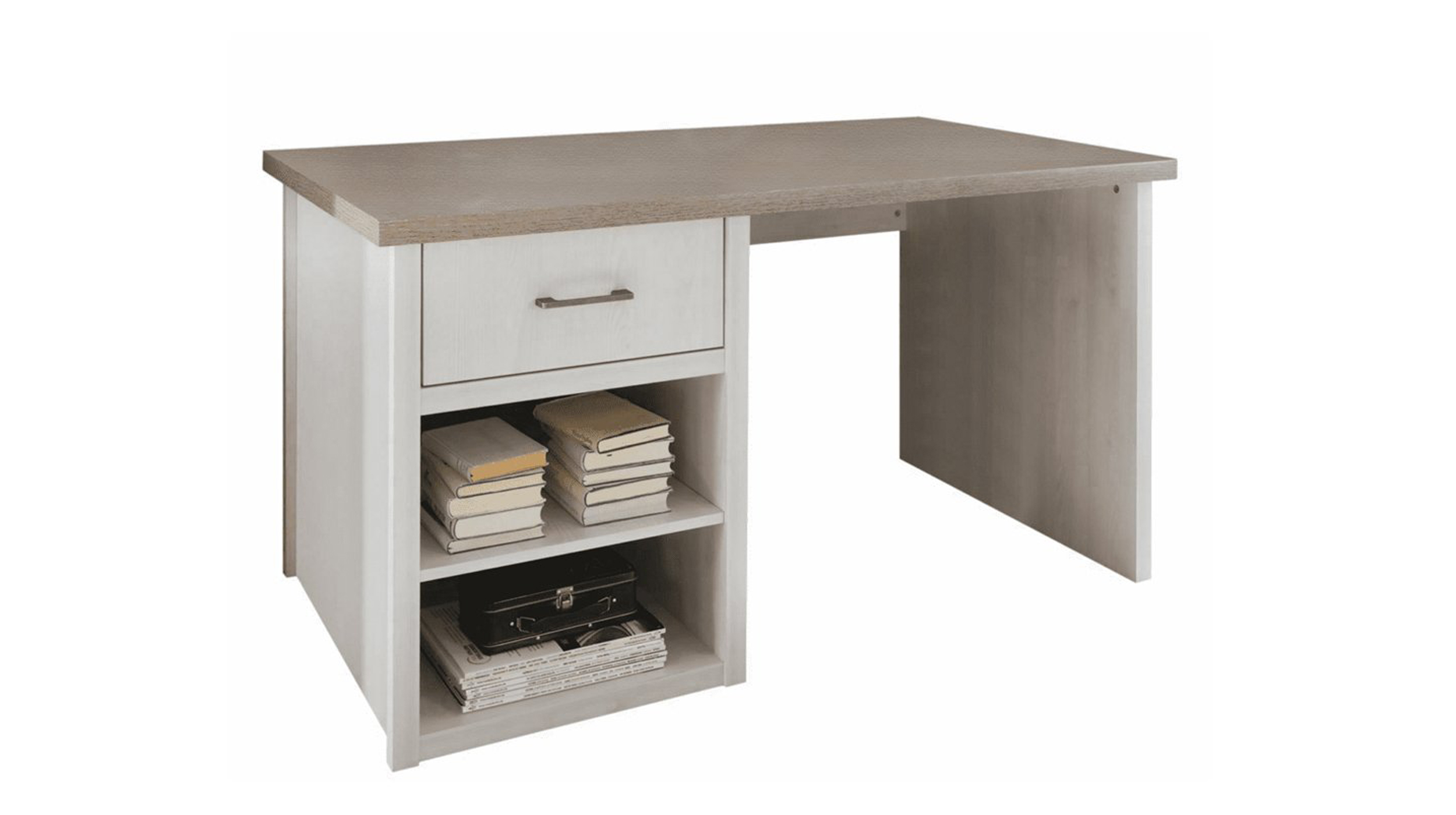 Computerschreibtisch Pinie weiß -Trüffel 141 cm - LUCA
