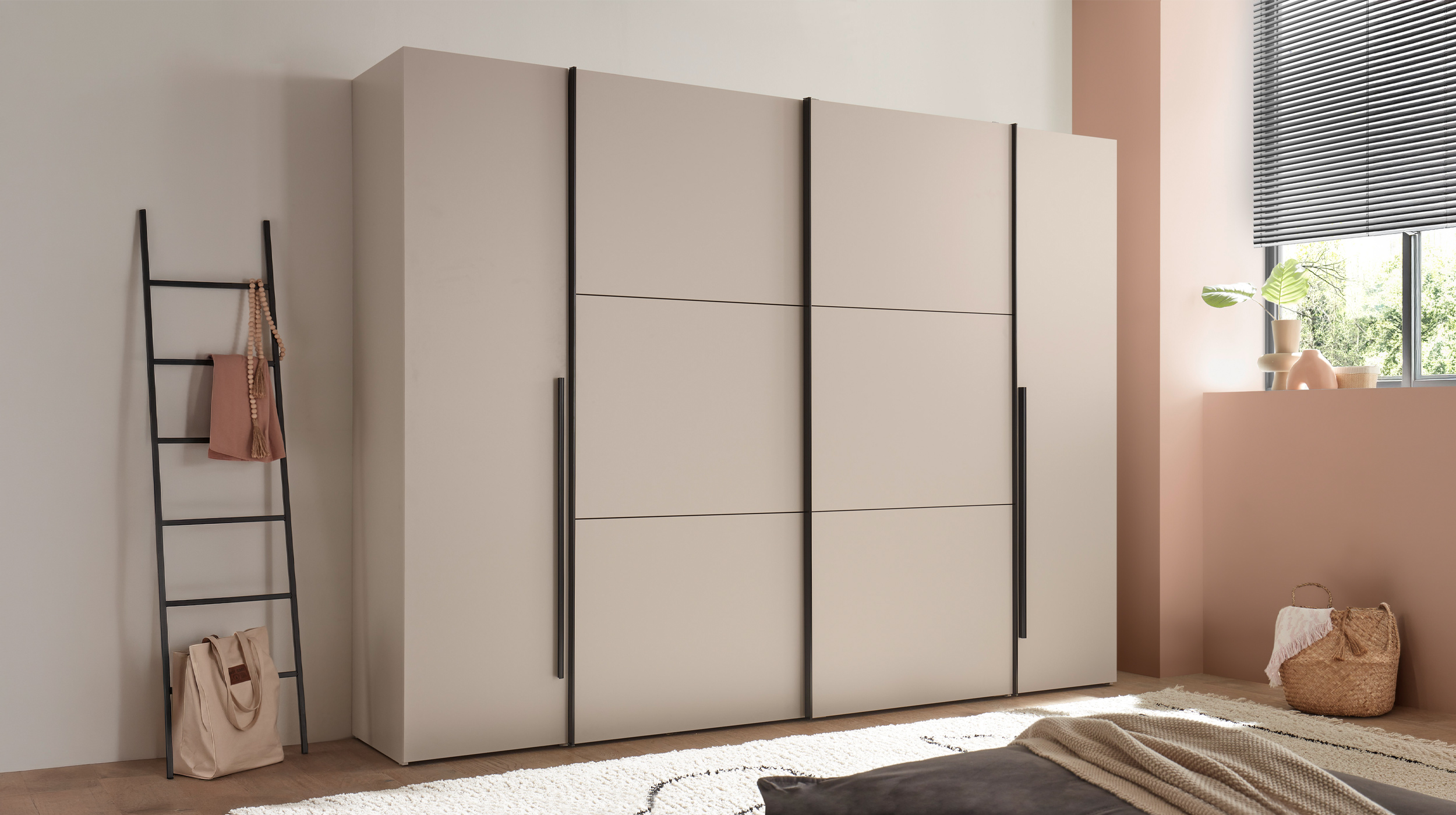 Kleiderschrank beige 276 cm Schwebetüren - MATURS