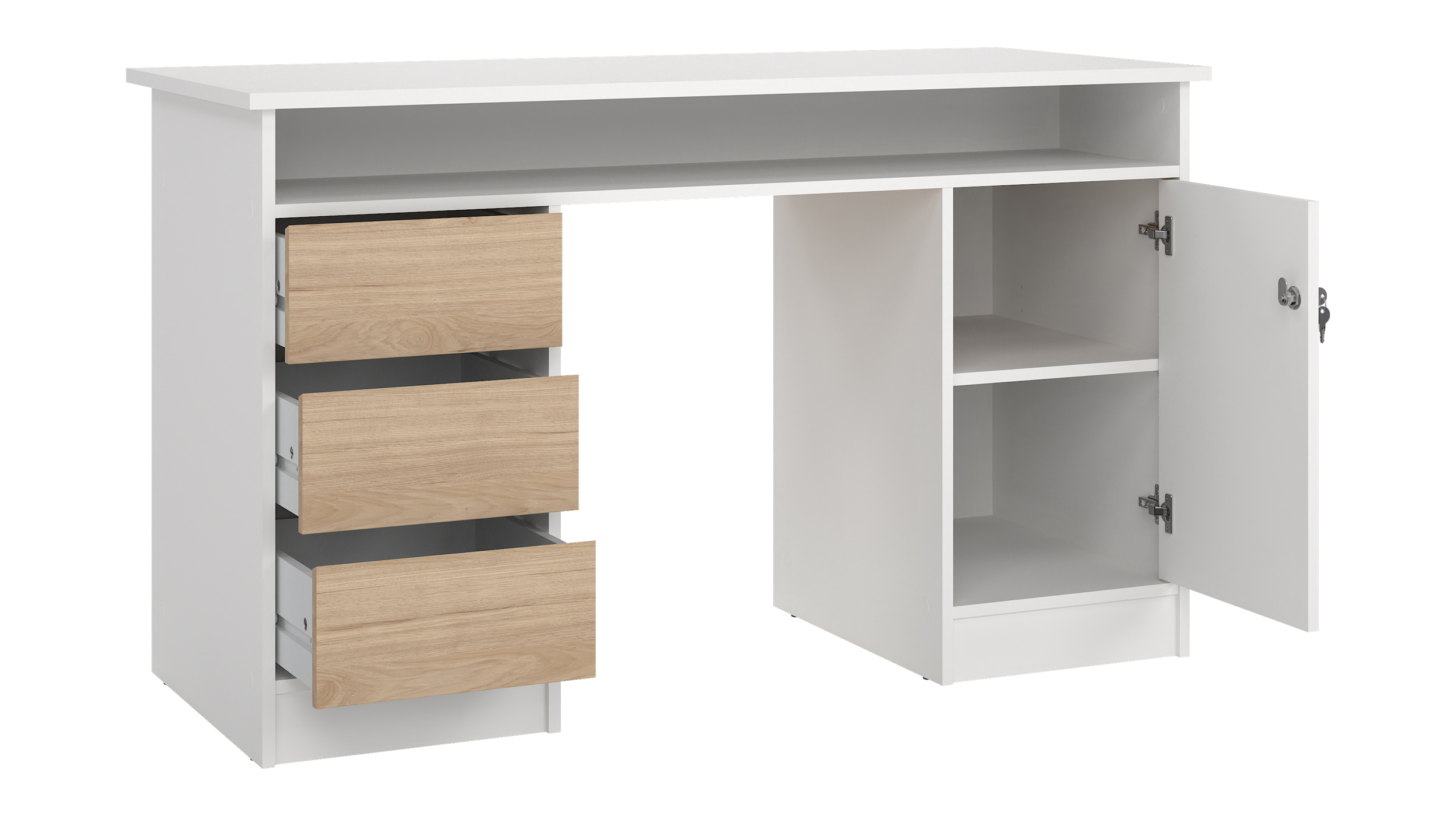 Computerschreibtisch weiß Eiche 126 x 55 cm - FUNCTION