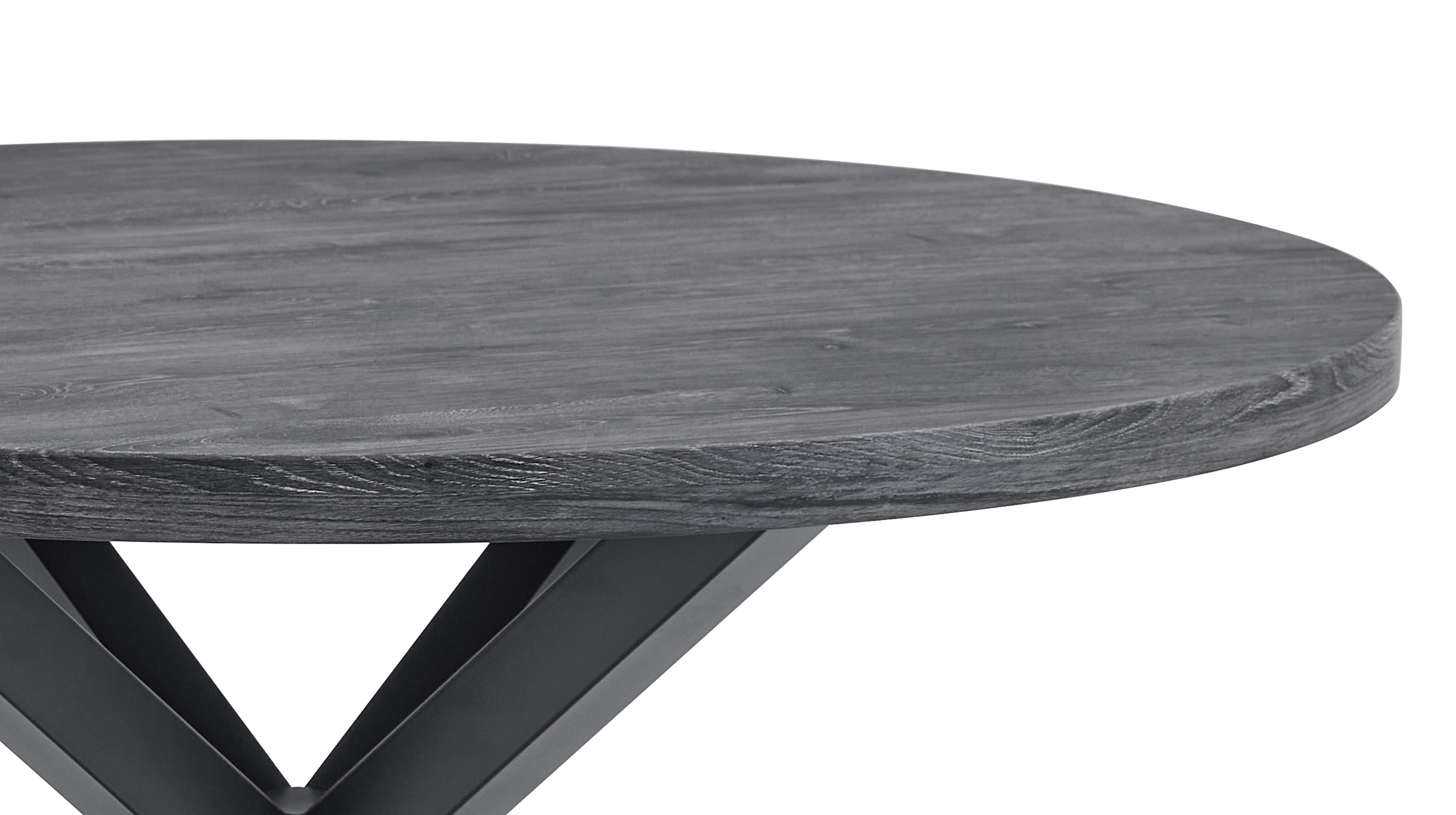 Esstisch rund 120 cm Akazie grau - schwarz - DAMIRA