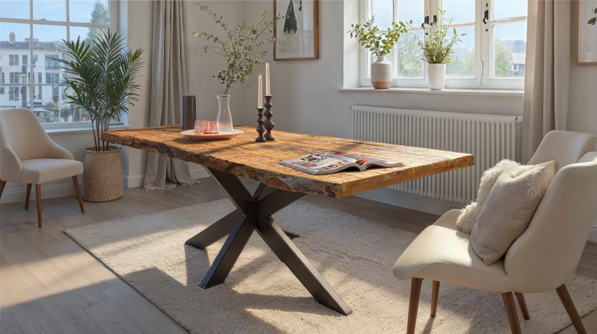 Esstisch Baumkantentisch massiv 140 cm Mango lackiert - TIM
