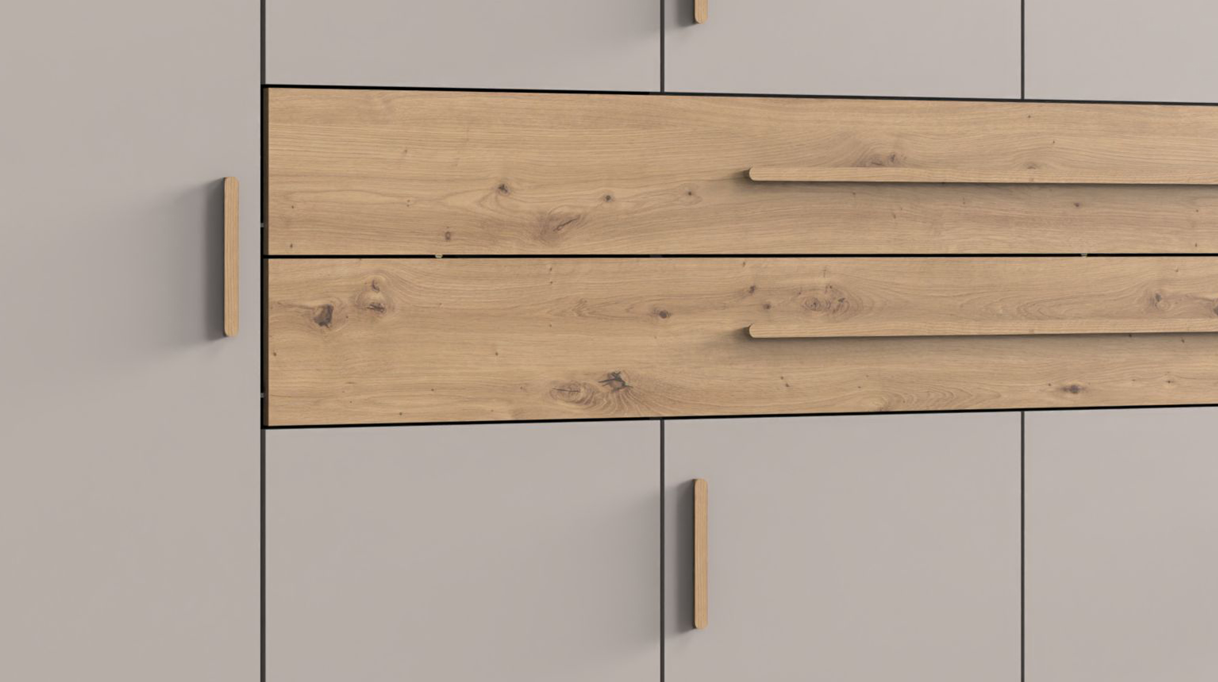 Kleiderschrank beige Artisan Eiche 270 cm 10-türig - DIGIT