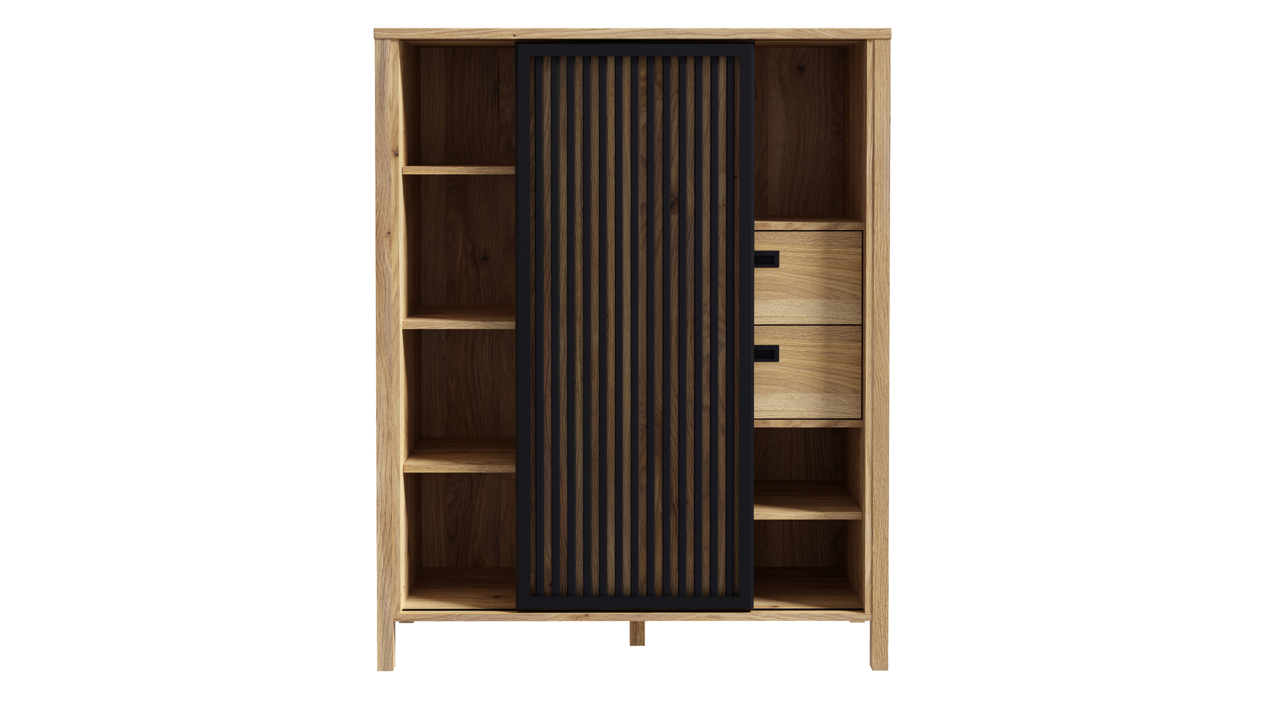 Highboard - Schiebetür - Mauvella Eiche - schwarz - 103 cm - JYTANA