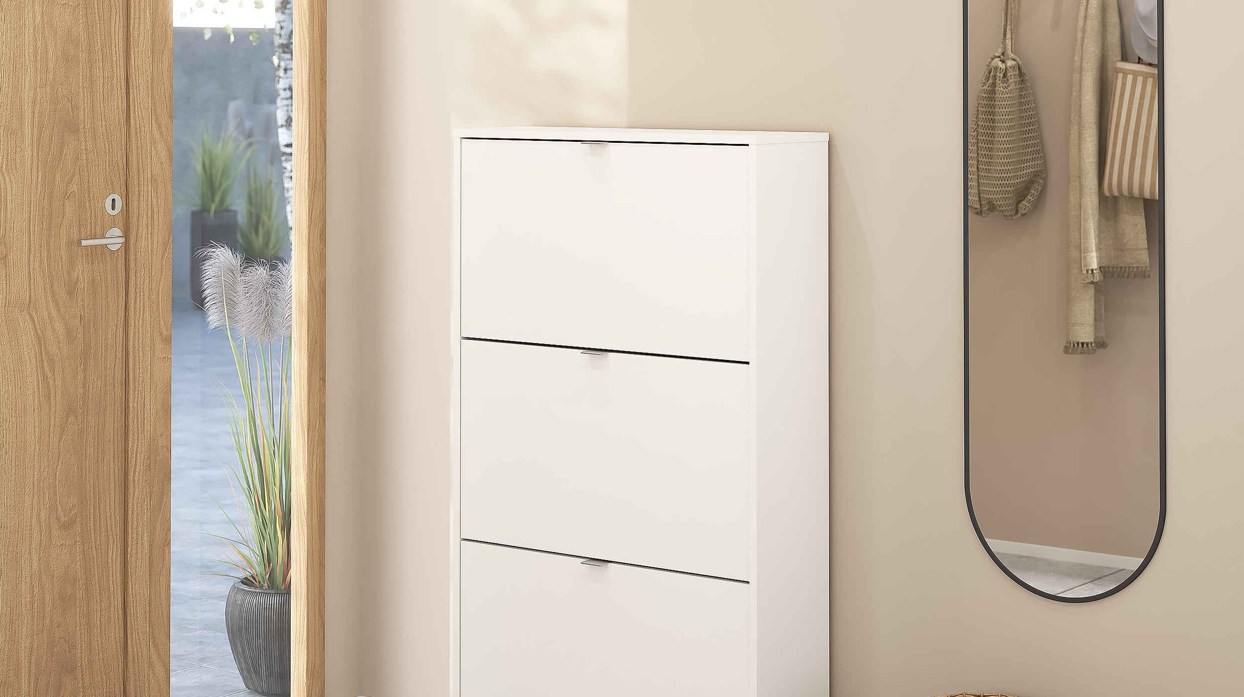 Schuhschrank weiß 3-türig 70 × 124 cm - SHOES