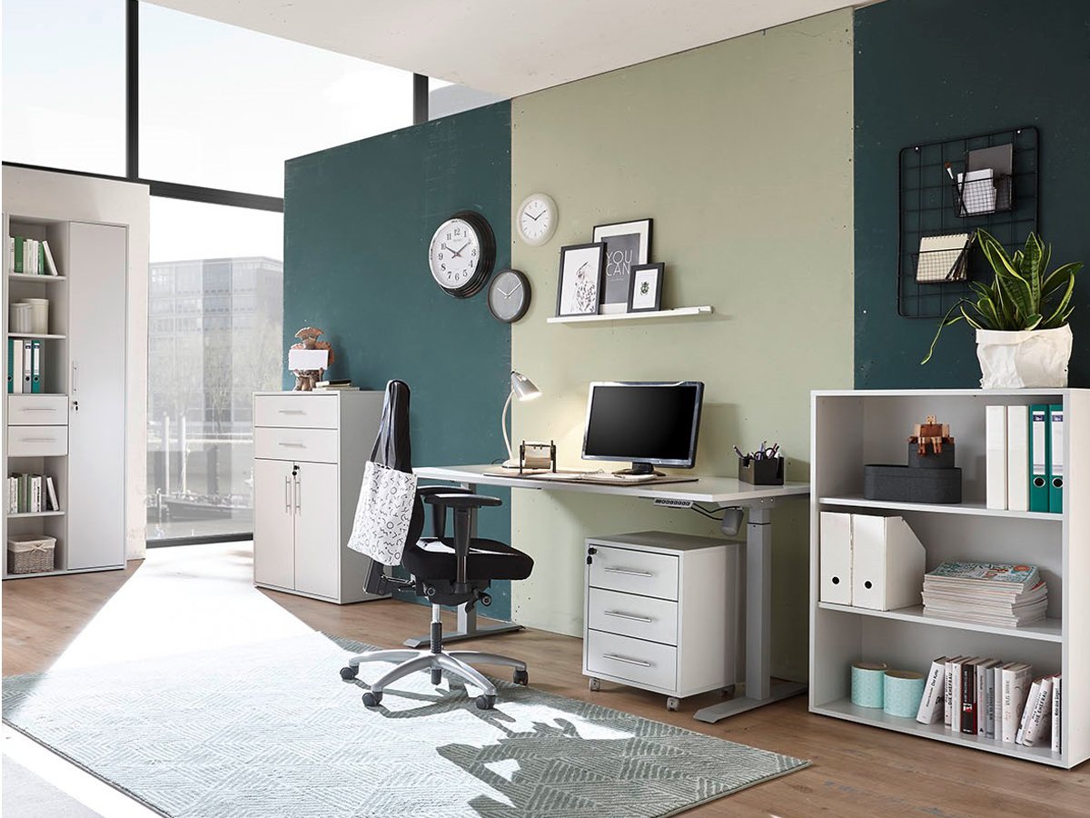 Büroschrank lichtgrau 80 cm x 216 cm - 8 Einlegeböden - PRONTO