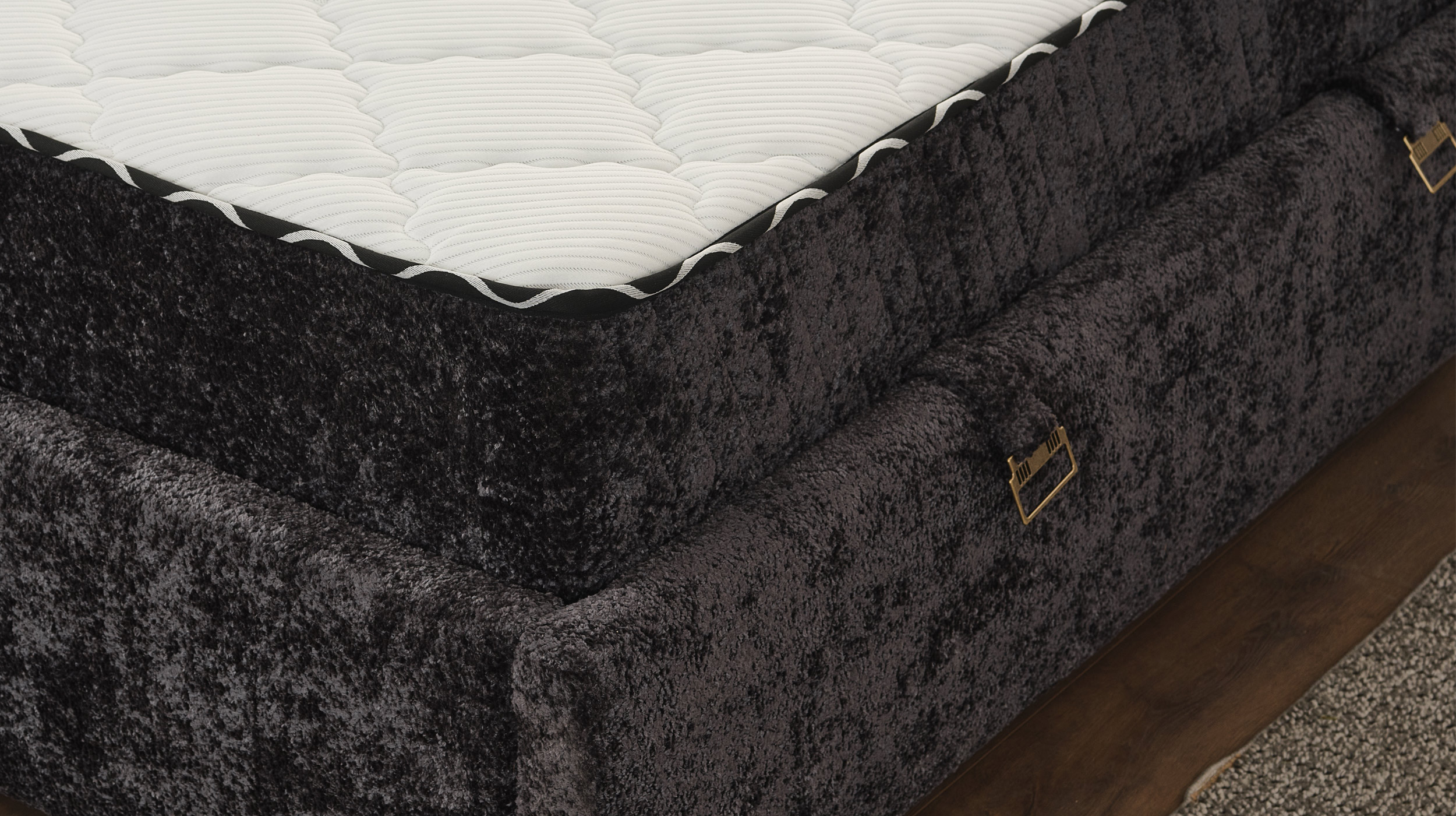 Boxbett 180 x 200 cm Chenille anthrazit Bettkasten - RHODOS
