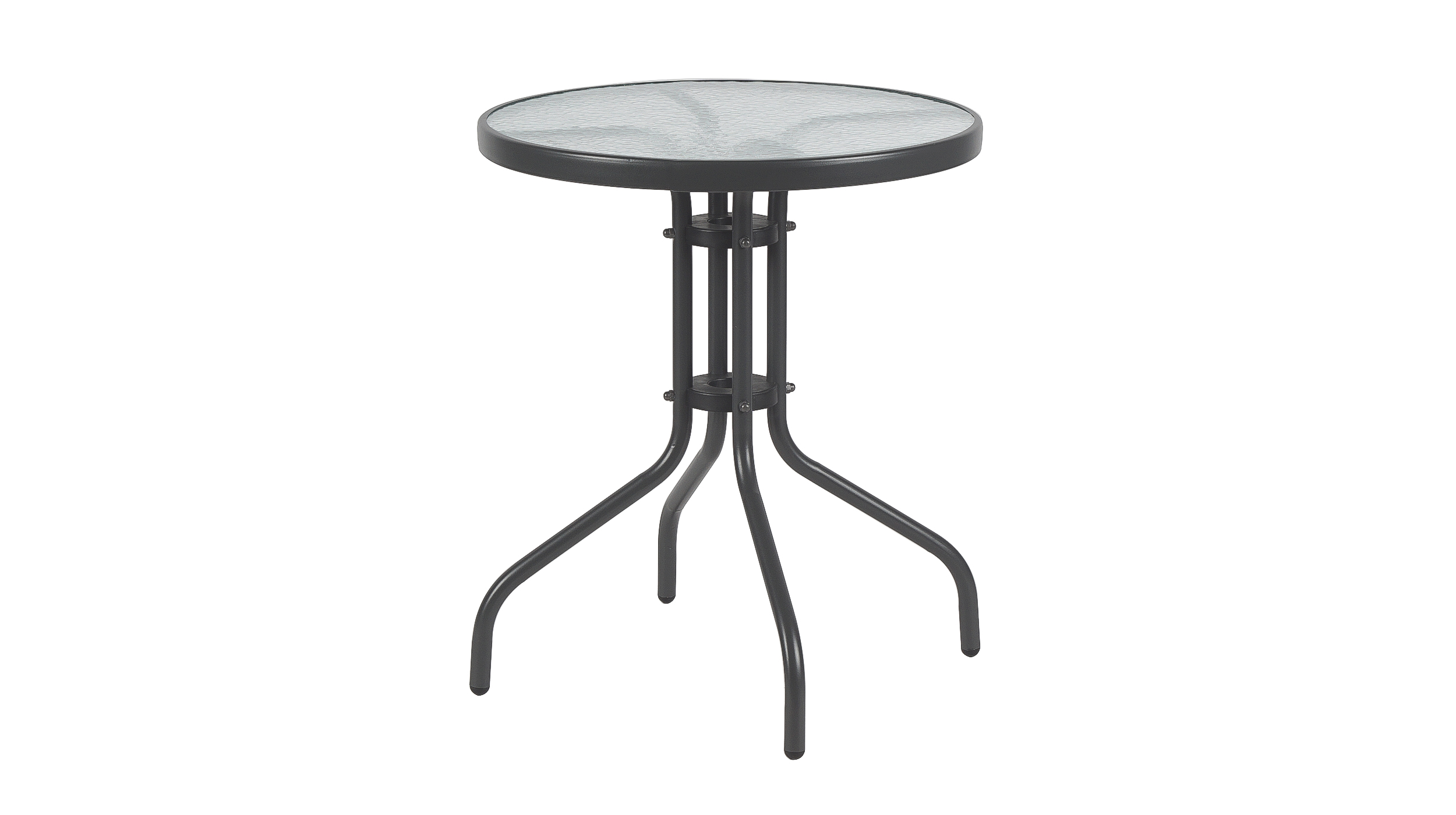 Gartentisch rund 60 x 60 cm anthrazit - mit Glasplatte - MARLO