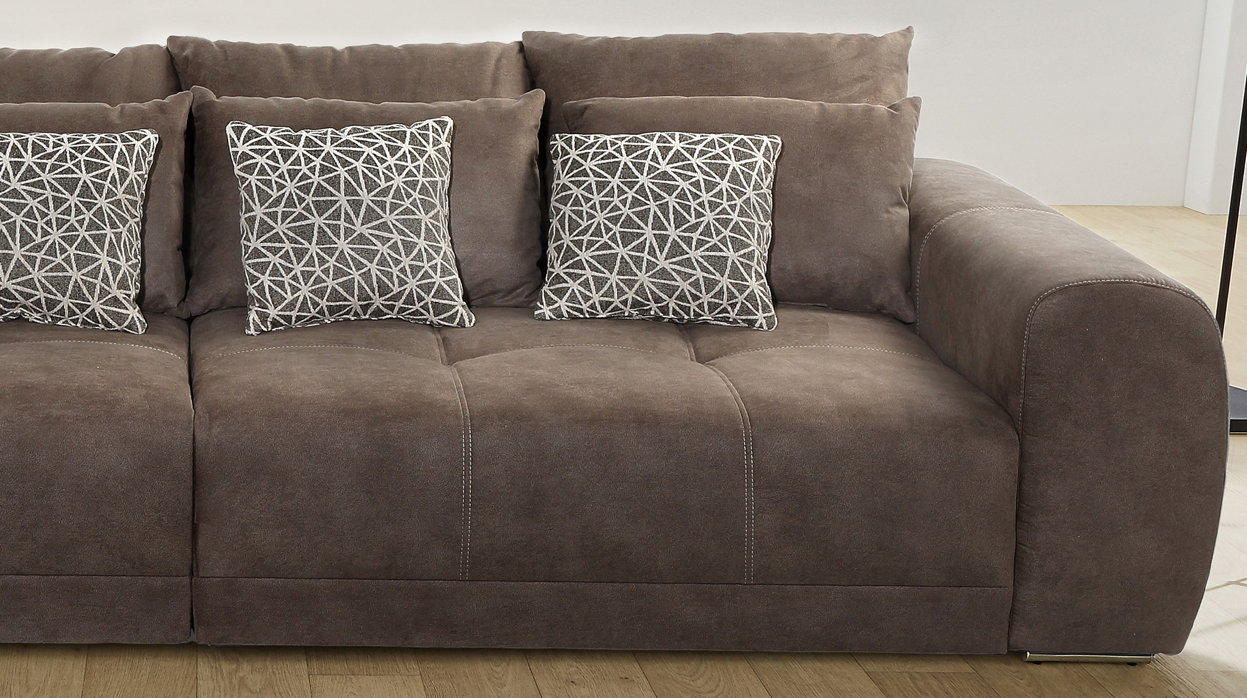 Big Sofa mit Federkern braun 306 x 134 cm - MOLDAU