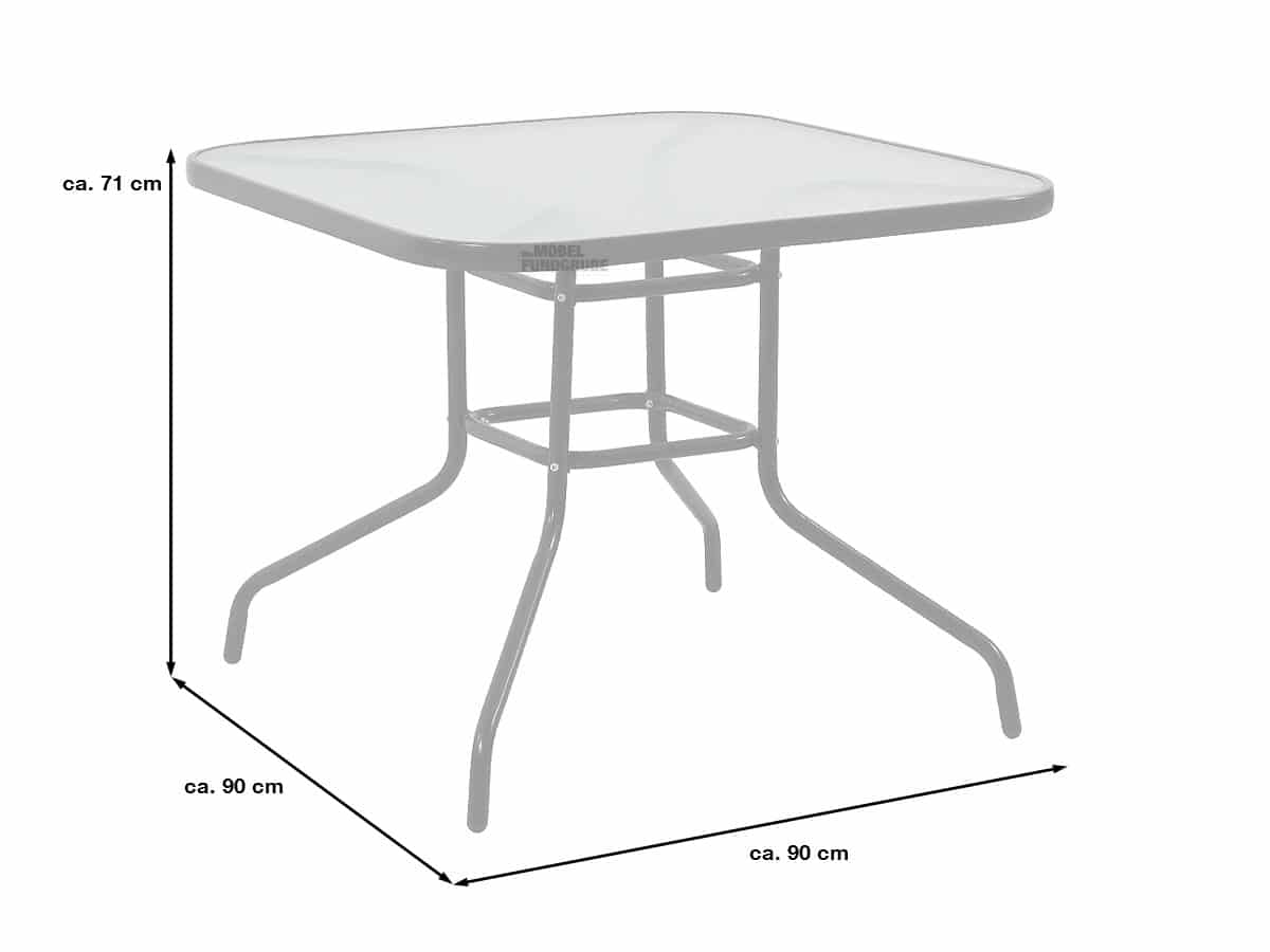 Gartentisch quadratisch 90 x 90 cm aus Stahl - CAYO