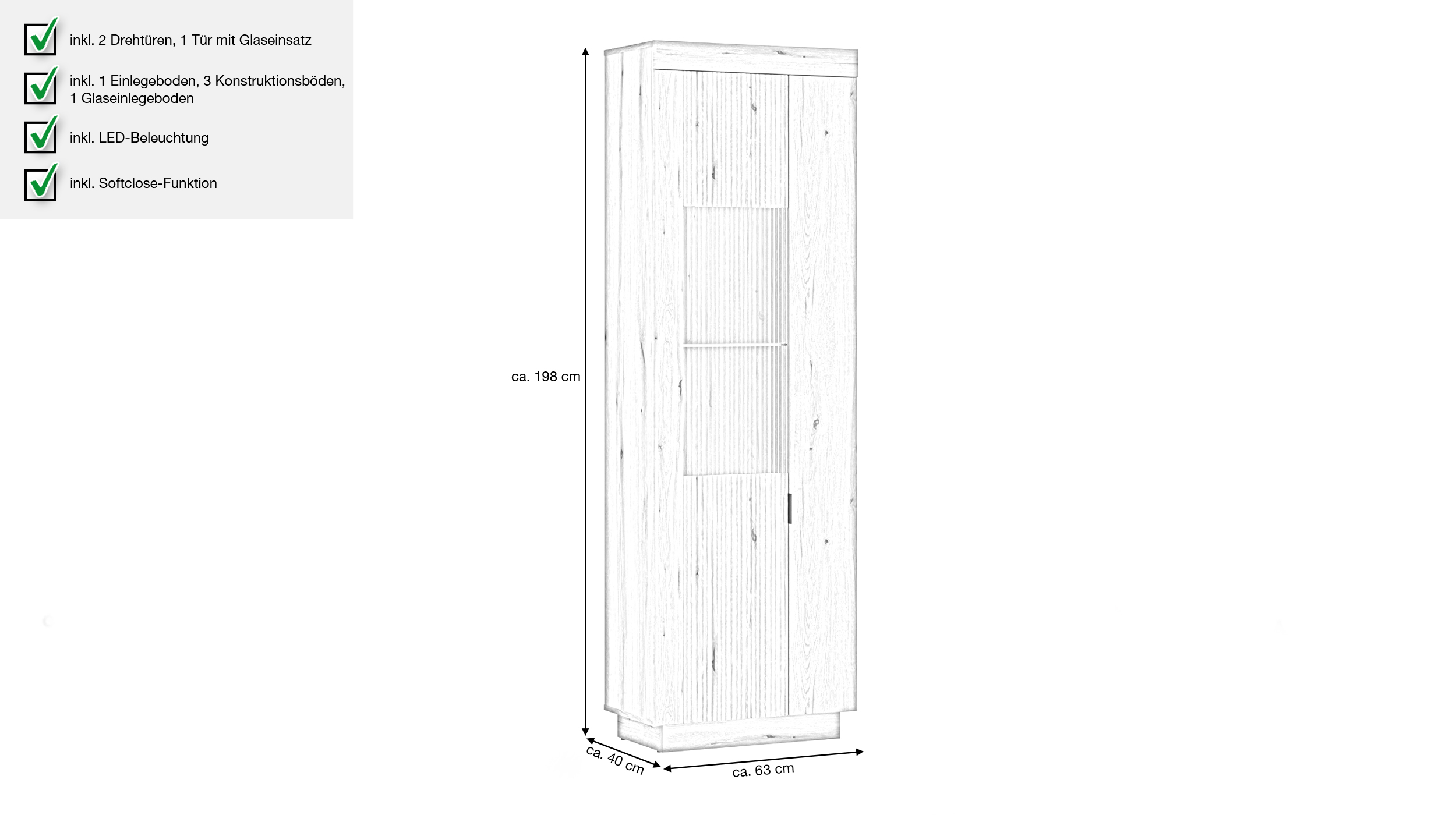 Vitrine mit Beleuchtung Coast Evoke Eiche Breite 63 cm - DELAMAR Vitrine mit Beleuchtung Coast Evoke Eiche Breite 63 cm - DELAMAR