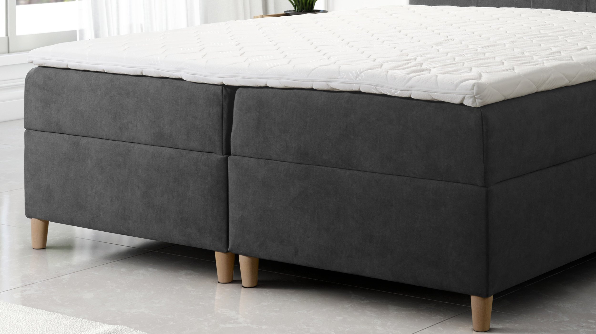 Boxbett 160 x 200 cm anthrazit Bettkasten - ADORA Boxbett 160 x 200 cm anthrazit Bettkasten - ADORA