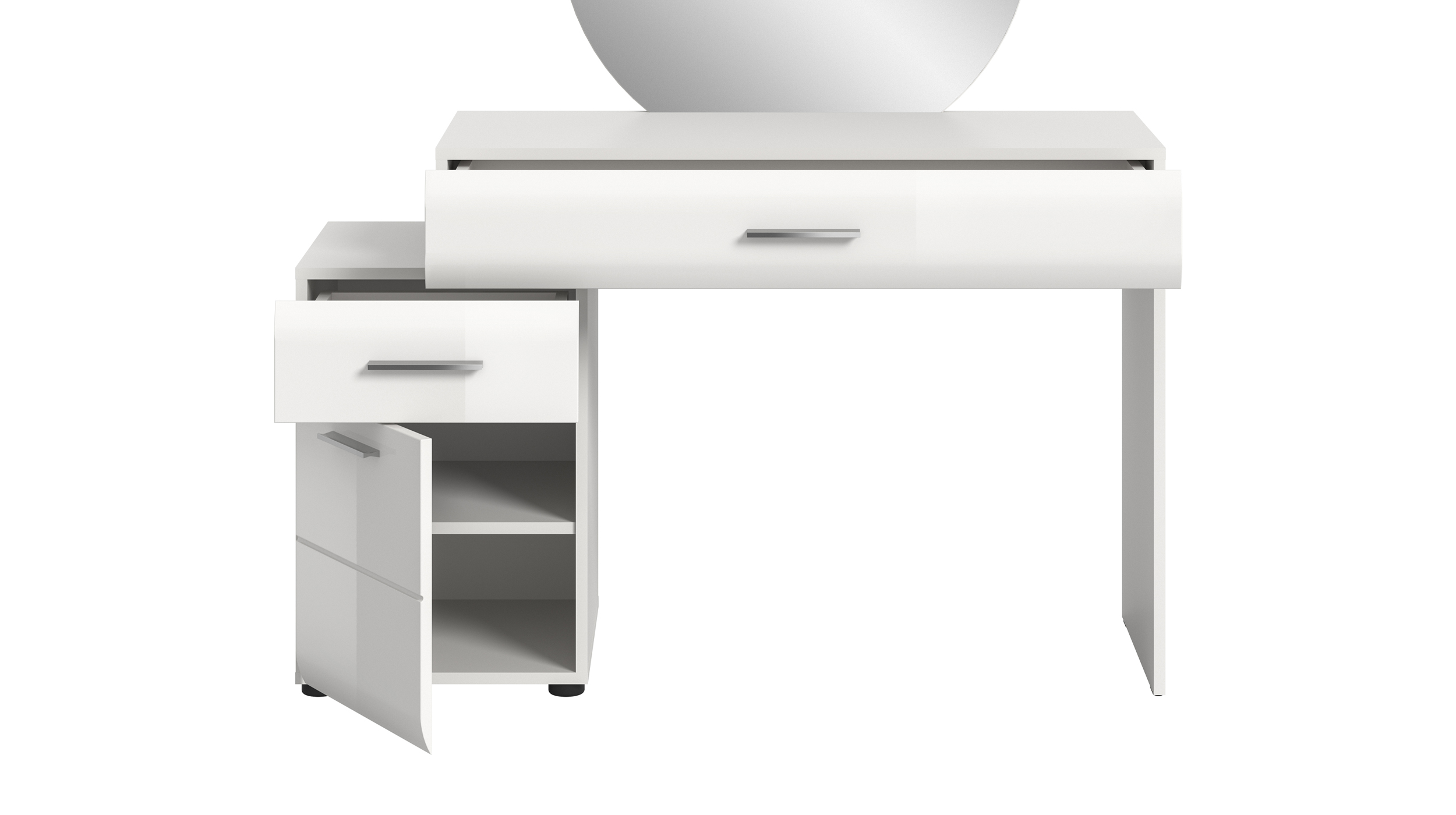 Schminktisch weiß hochglanz 120 cm mit Spiegel - ICE