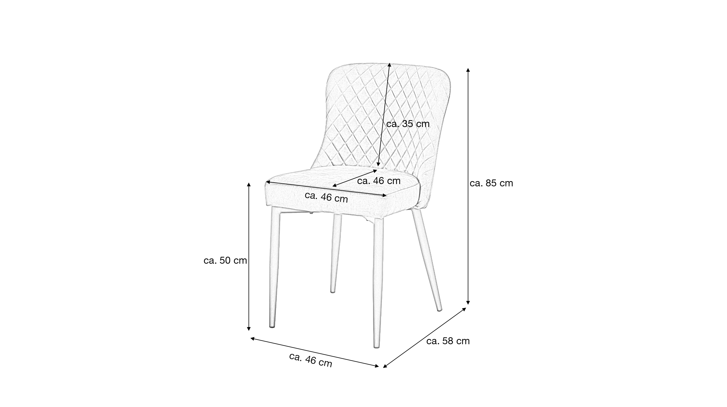 Polsterstuhl anthrazit Metallgestell Stoffbezug Veloursoptik - ABOSHI