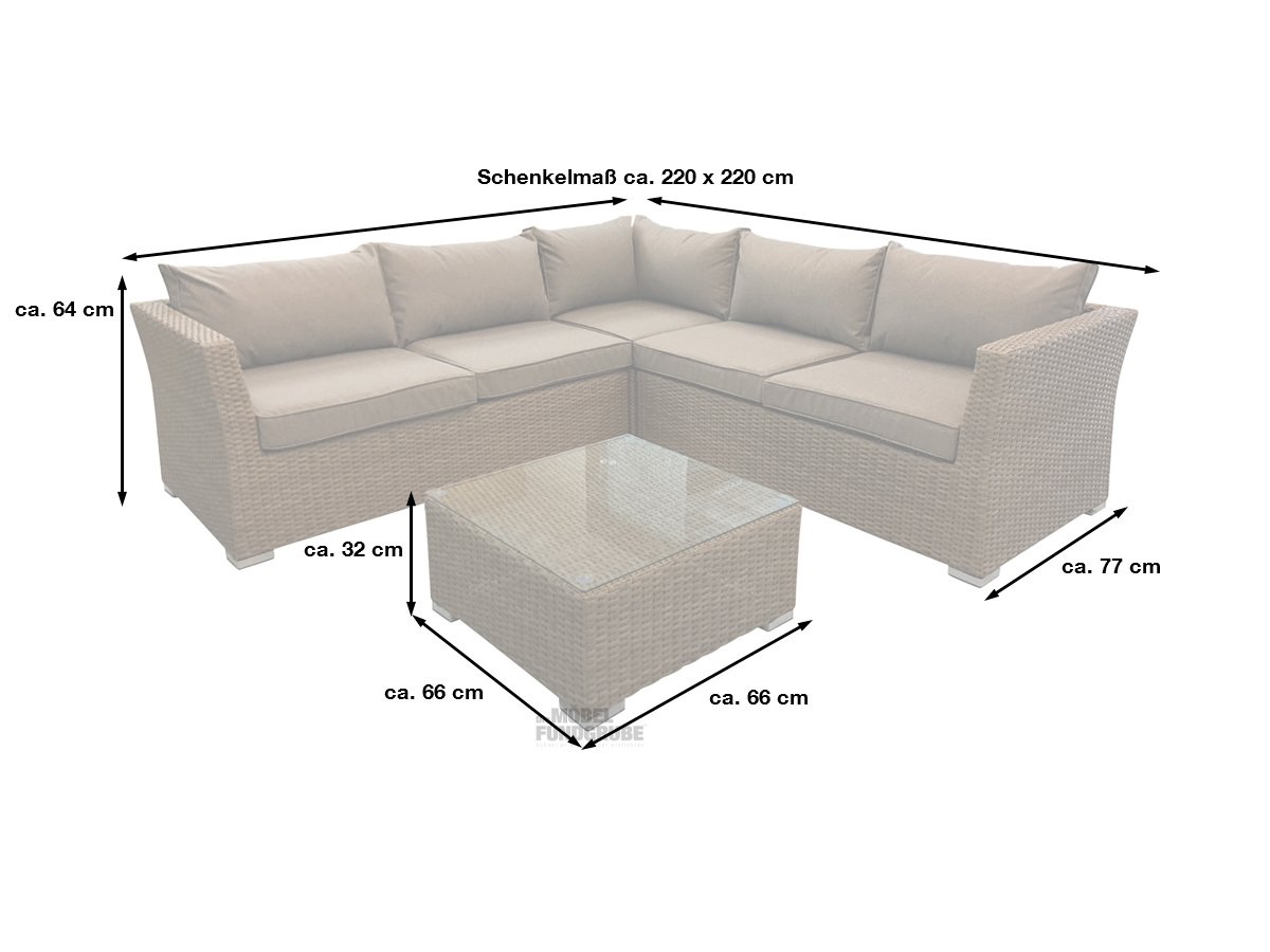 Gartenmöbel Set Eckbank Lounge Tisch 66 x 66 cm - SUNNY