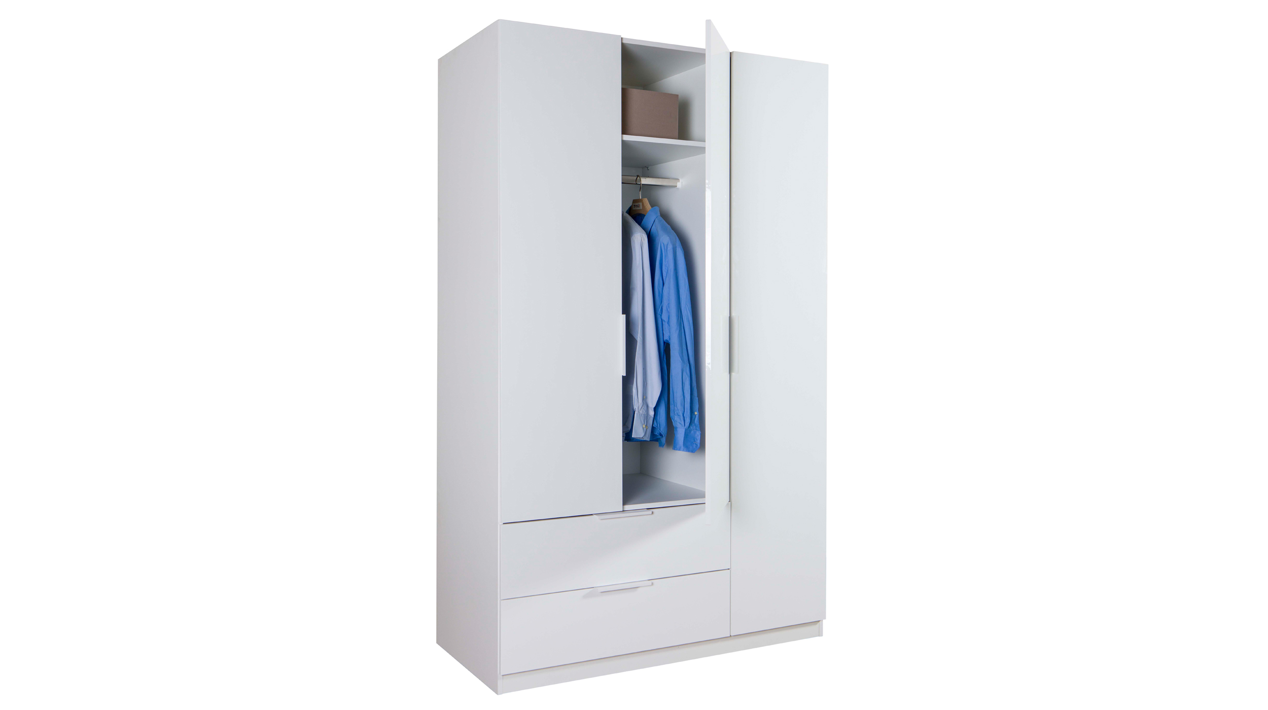 Kleiderschrank weiß hochglanz - Schubladen - 119 cm - ESPRESSO