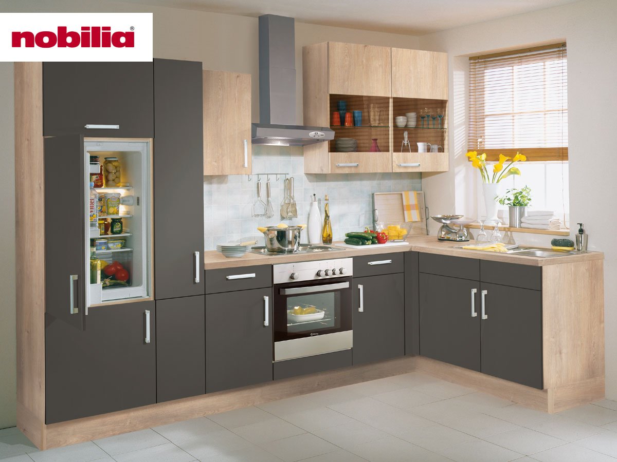 Eckküche 305 x 175 CM - mit Geräten - Küchenfronten matt - LASER