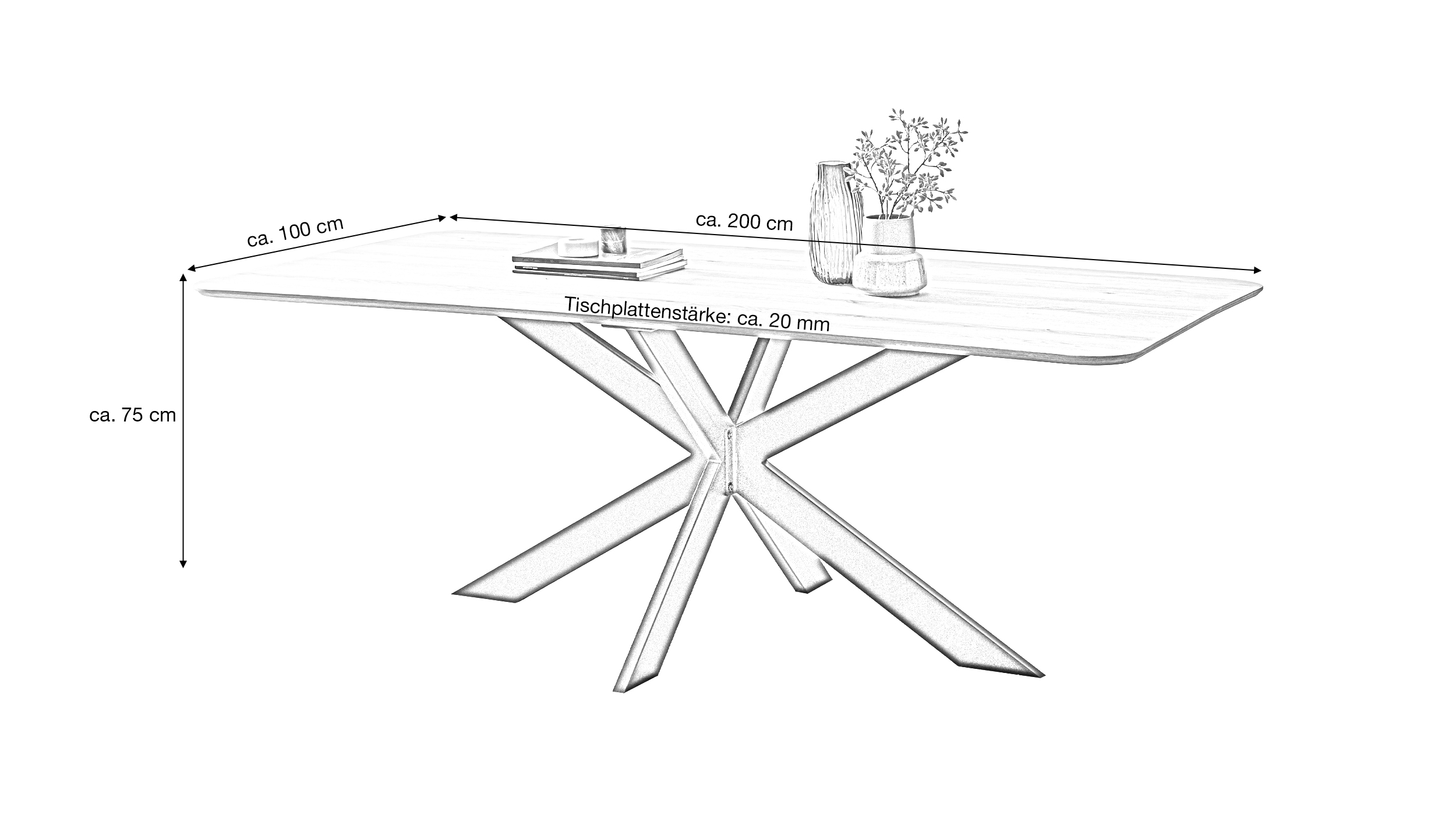 Esstisch 200 x 100 cm Eiche massiv geölt - MARKUS