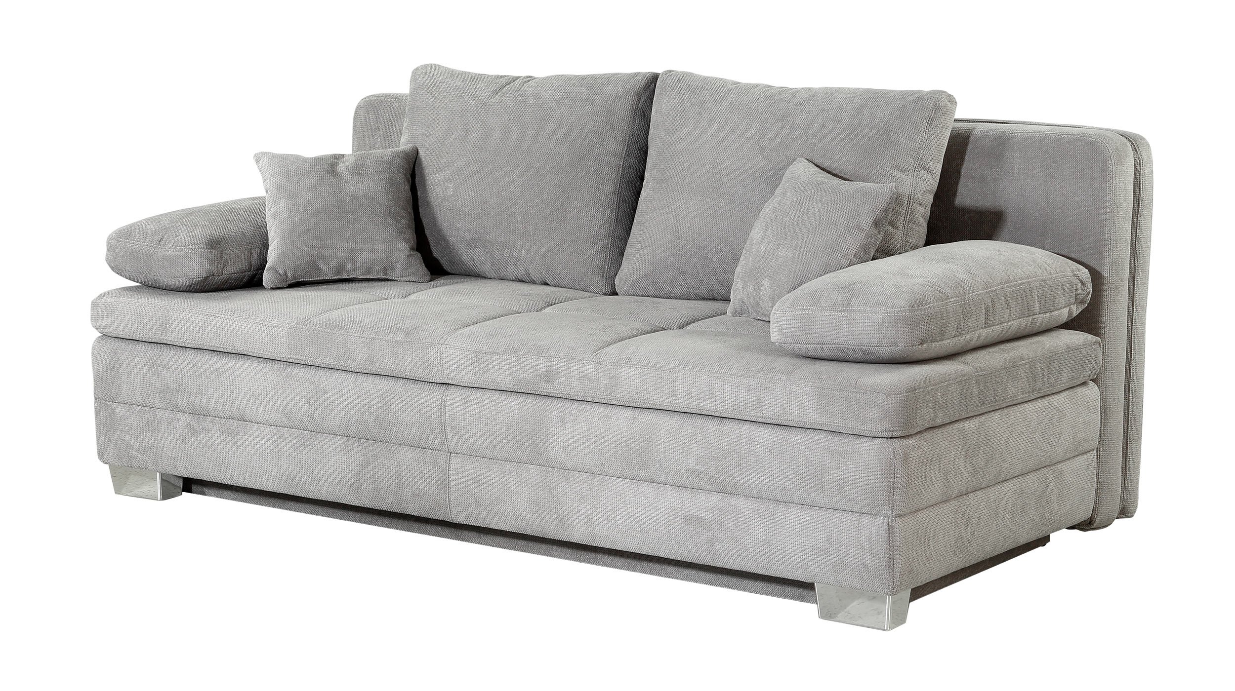 Schlafsofa grau Bettkasten Dauerschläfer Federkern 203 cm - LINDAU