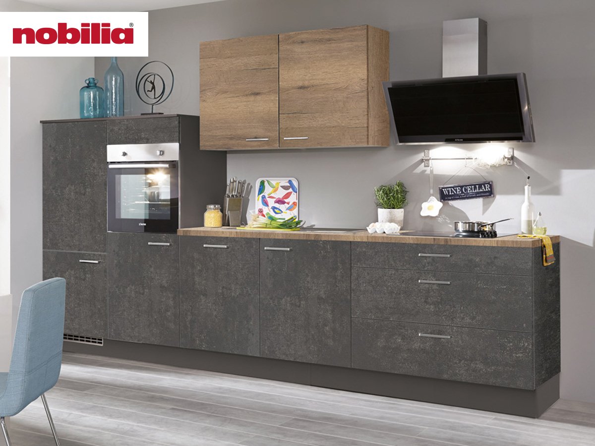 Küchenzeile 340 cm - mit Geräten - Küchenfronten matt - SPEED