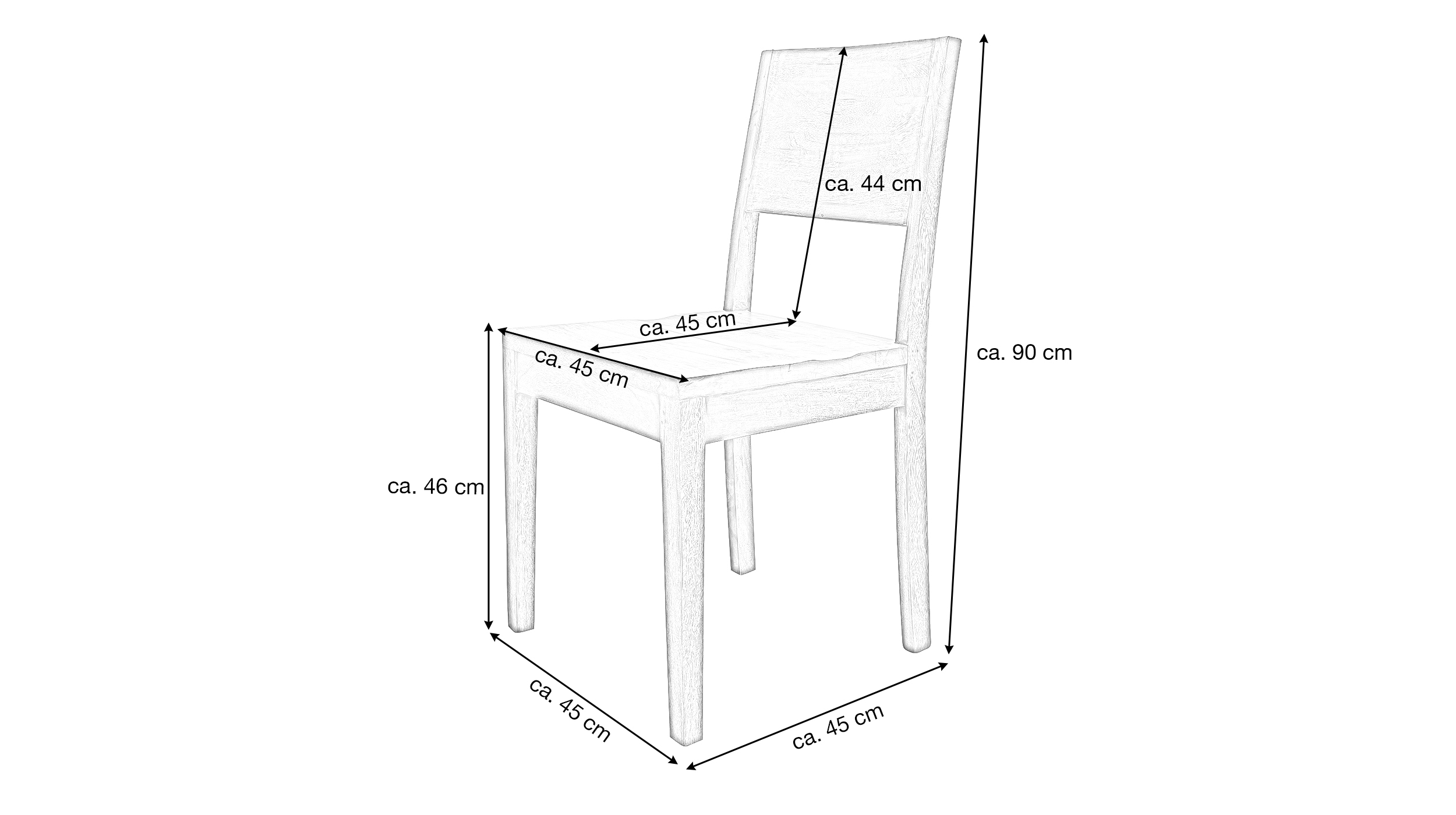 Esszimmerstuhl Mango massiv gebeizt - Massivholzstuhl - NATURE 