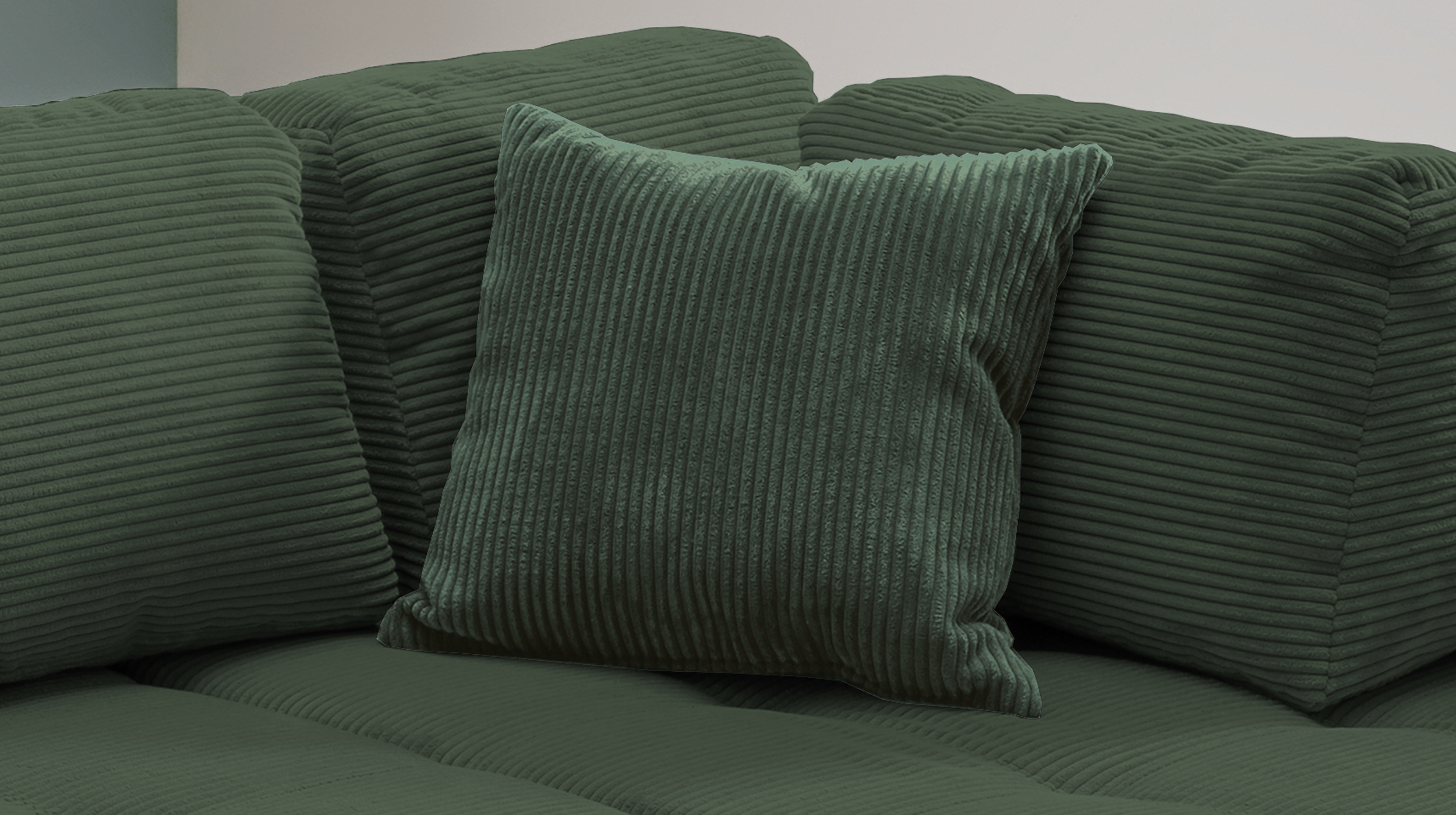 Ecksofa Cord grün Schlaffunktion OT rechts - LUNARO