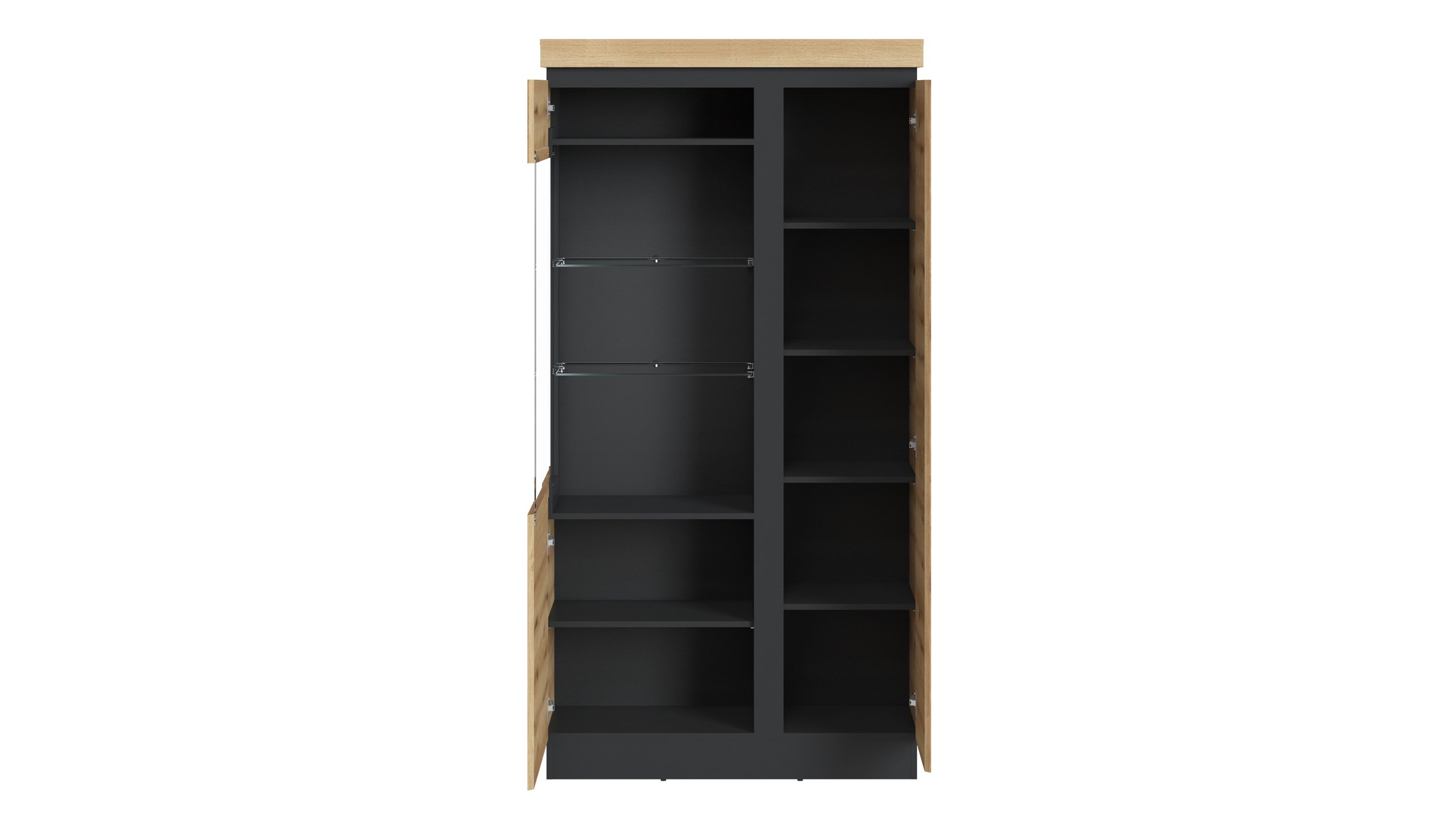 Vitrine mit Glastür Coast Evoke Eiche - grau Breite 104 cm - CORTE