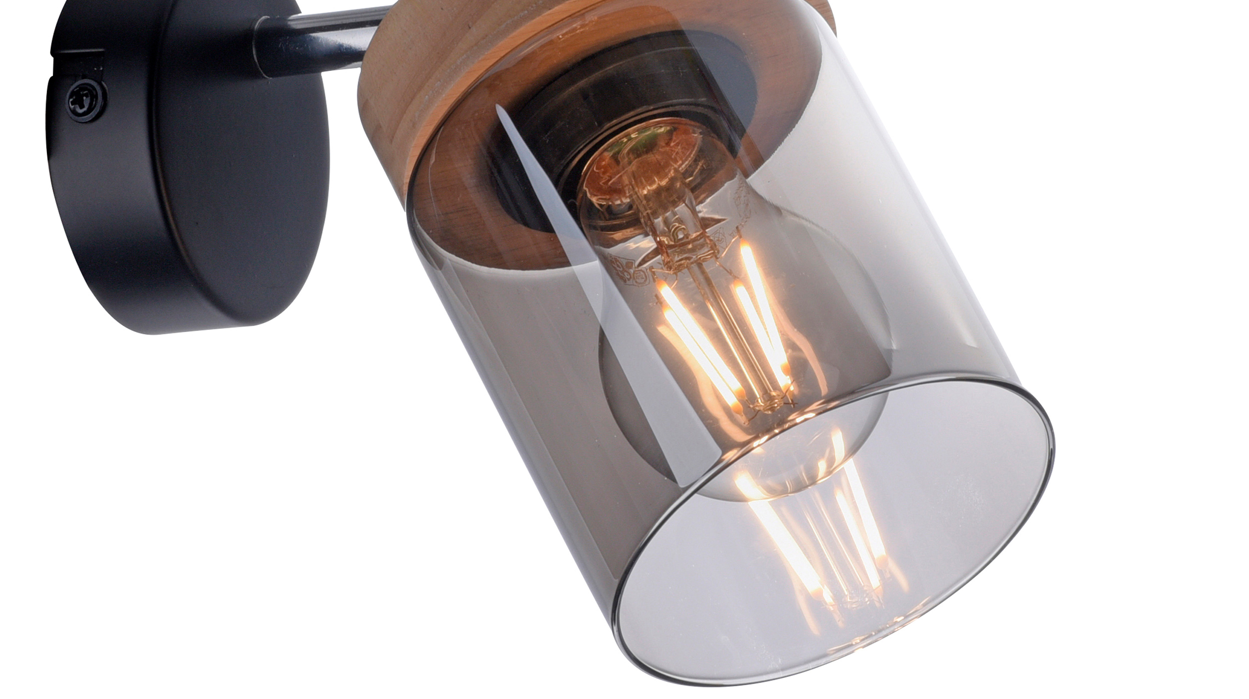 Wandlampe schwarz Rauchglas 1-flammig drehbar - PASQUAL