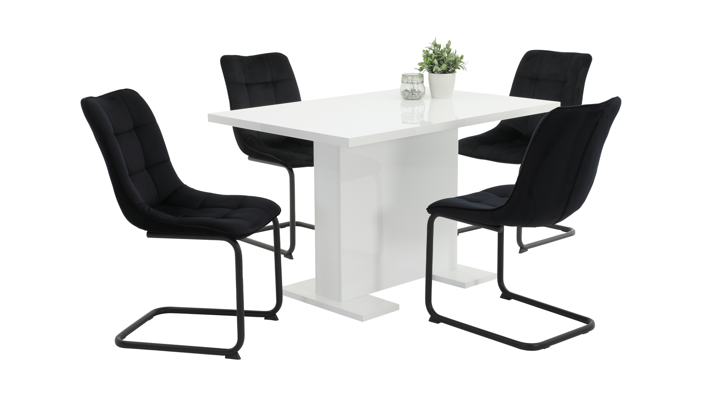 Schwingstuhl schwarz mit Samtstoff - JENNY