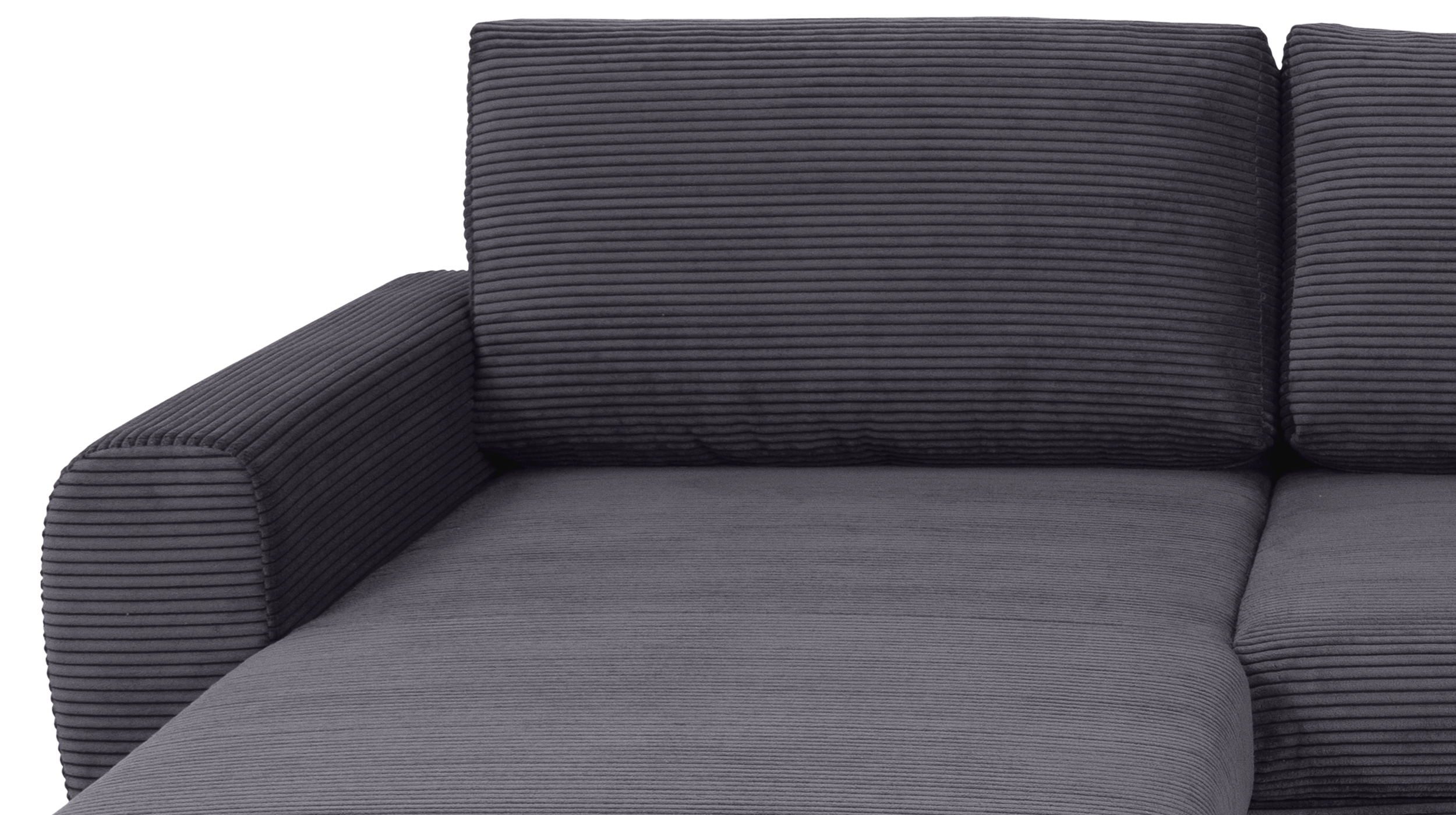 Ecksofa Schlaffunktion Bettkasten anthrazit Cord - RAMONA