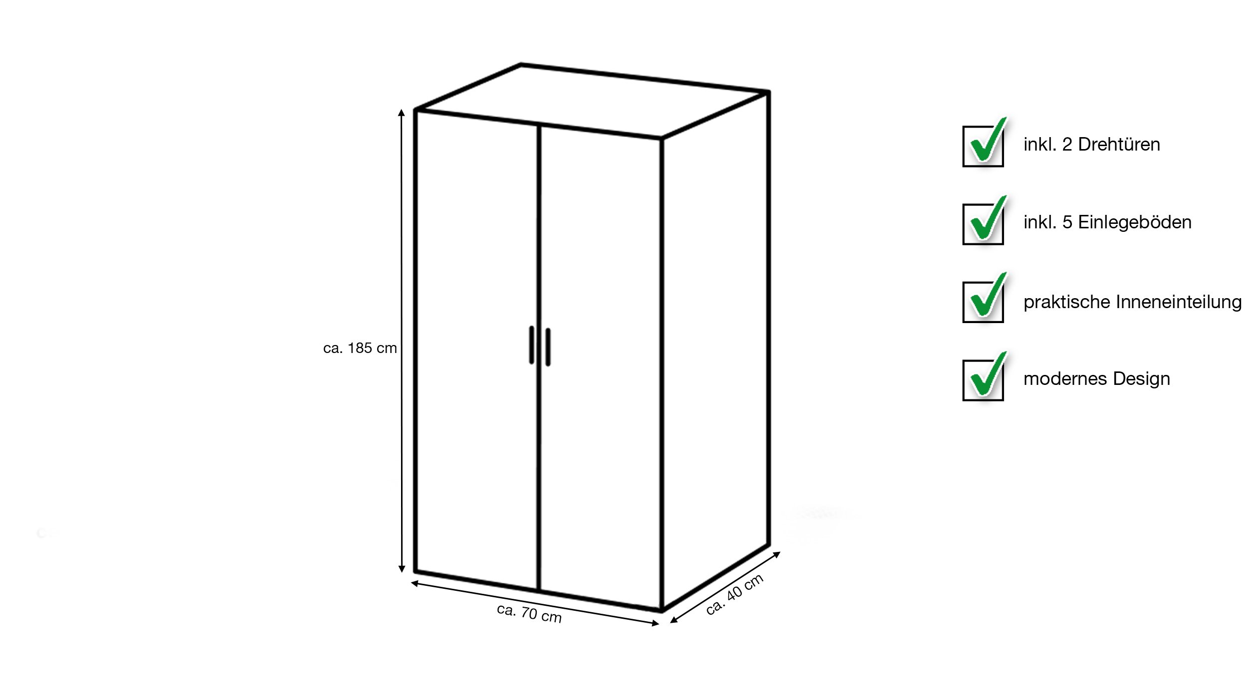 Kleiderschrank Sägerau Eiche - 70 cm - MULTIRAUMKONZEPT