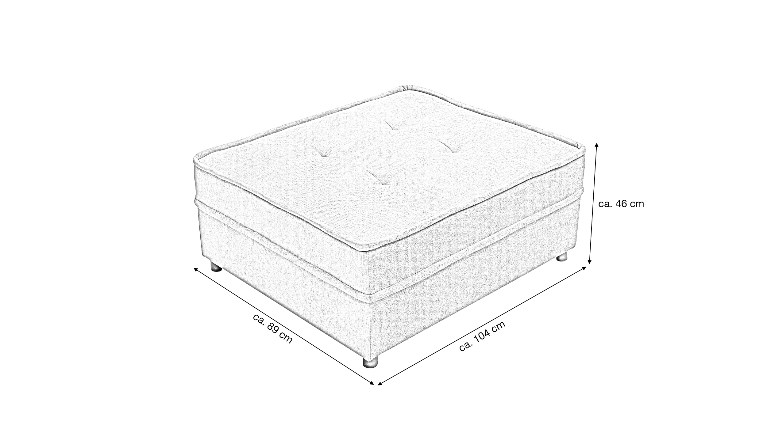 Hocker Sitzhocker 104 x 89 cm Chenille anthrazit - MONTEVIDEO