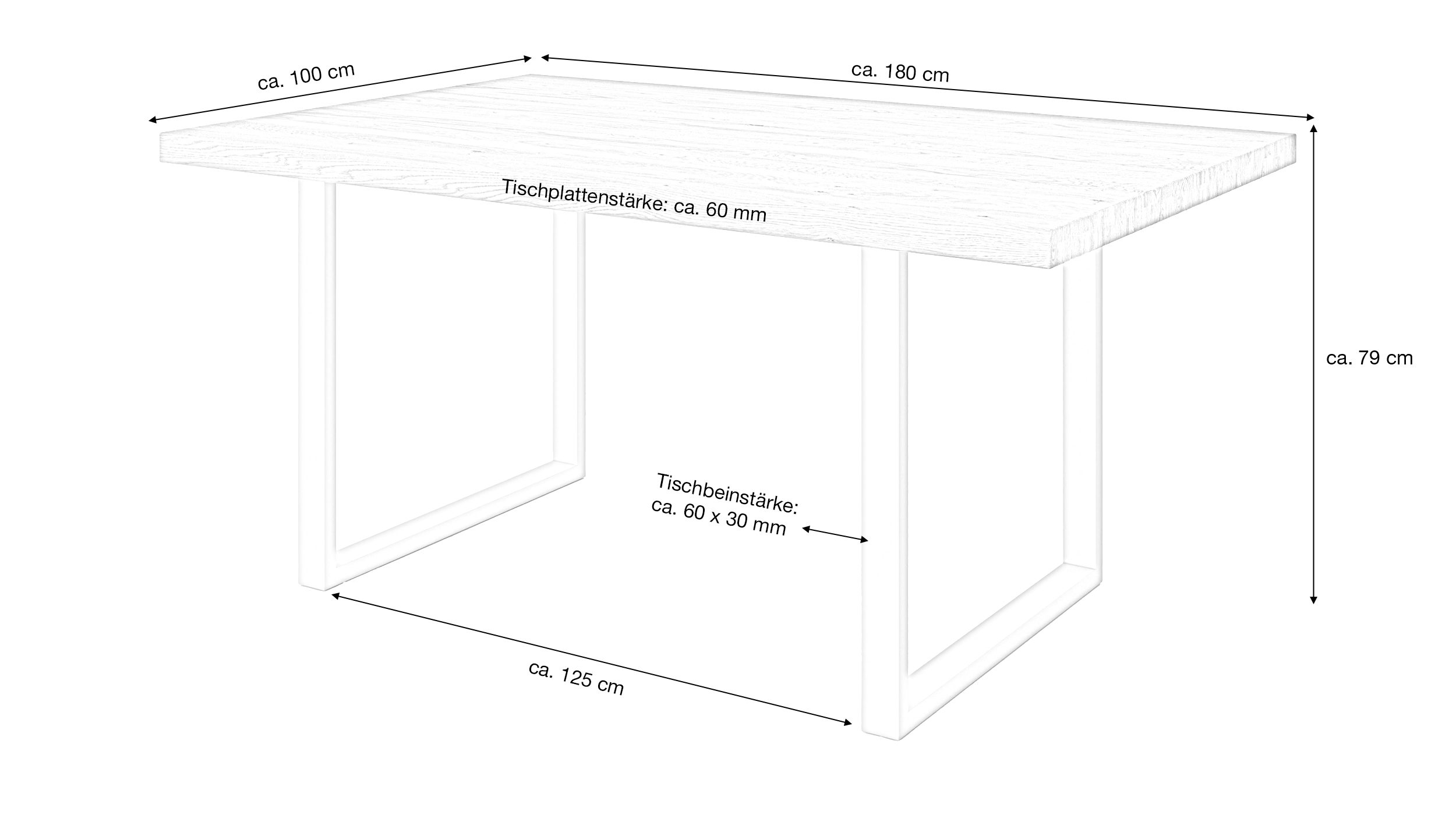 Esstisch 180 x 100 cm Eiche massiv geölt - KAI 