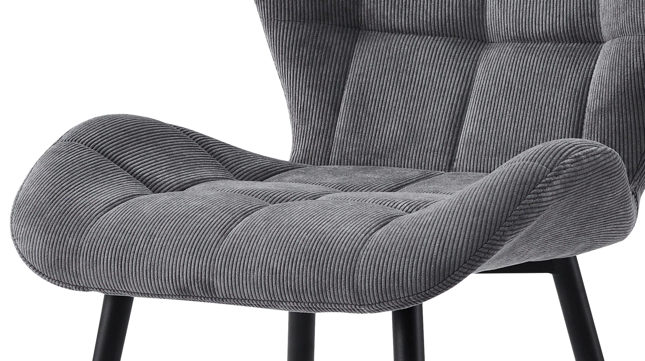 Polsterstuhl Cordbezug grau Metallbeine - FEE