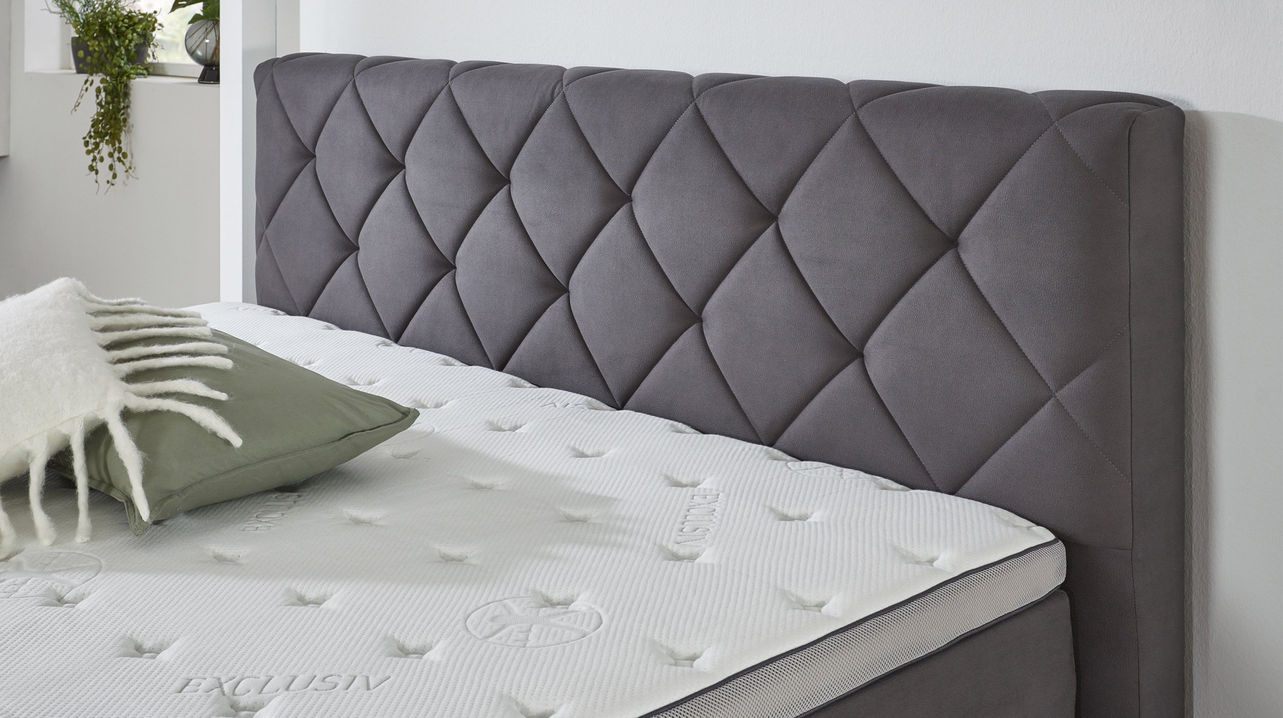 Boxspringbett 180 x 200 cm Stoffbezug anthrazit - AMARILLO