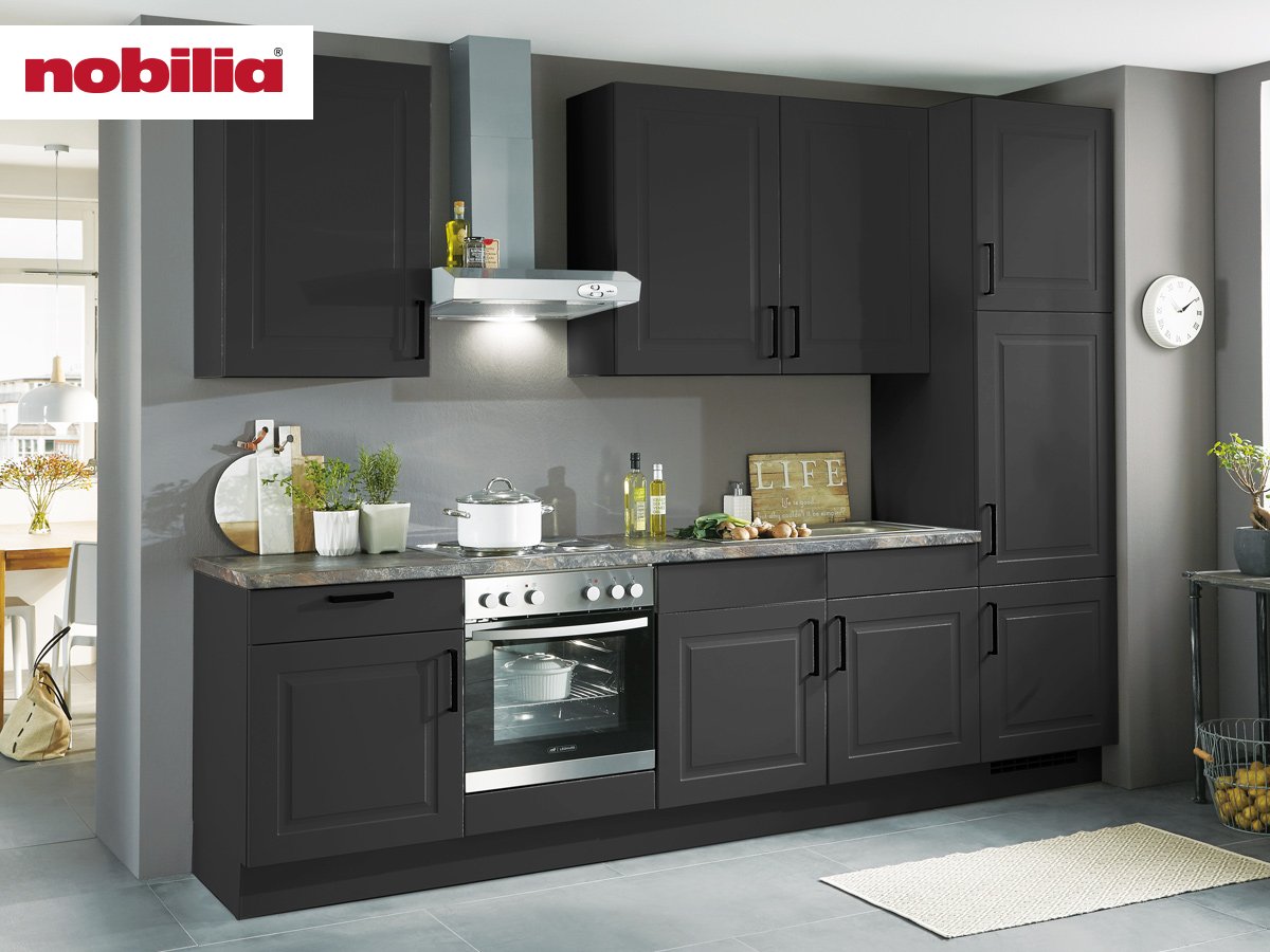 Küchenzeile 300 cm - mit Geräten - Küchenfronten Lack matt - SYLT Küchenzeile 300 cm - mit Geräten - Küchenfronten Lack matt - SYLT