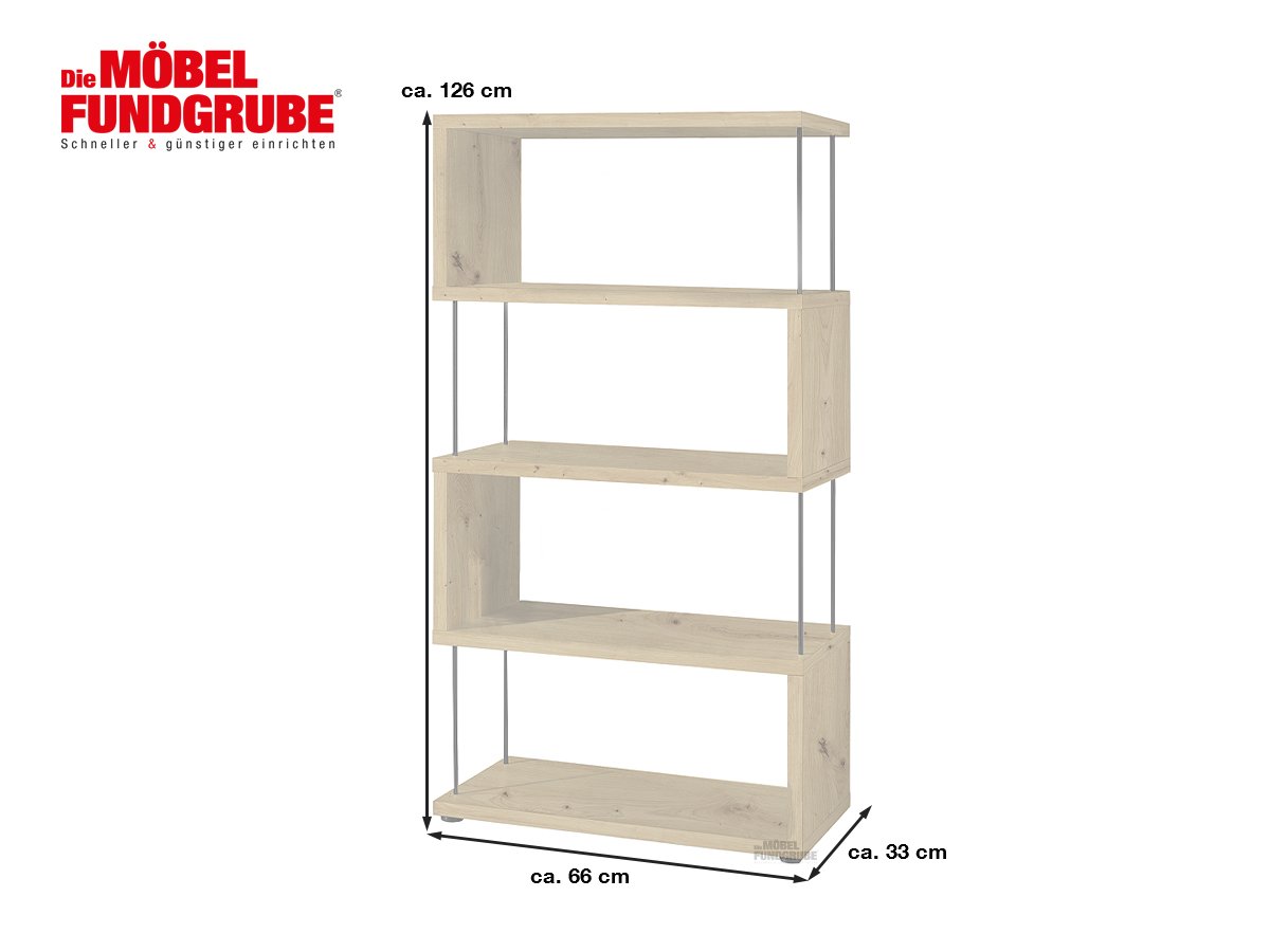 Standregal Bücherregal Asteiche 66 x 126 cm - STICKS