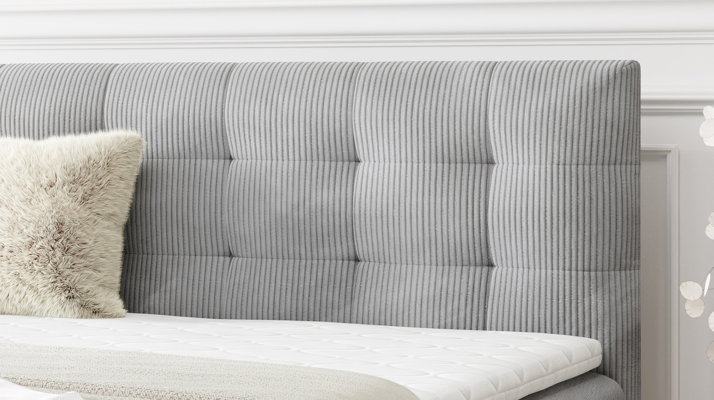 Boxbett Cord grau 160 x 200 cm - Bettkasten - ADORA