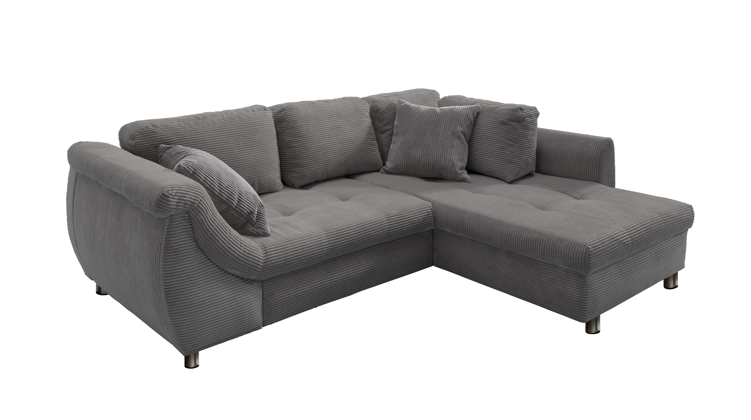 Ecksofa Cord grau Schlaffunktion OT rechts - LUNARO