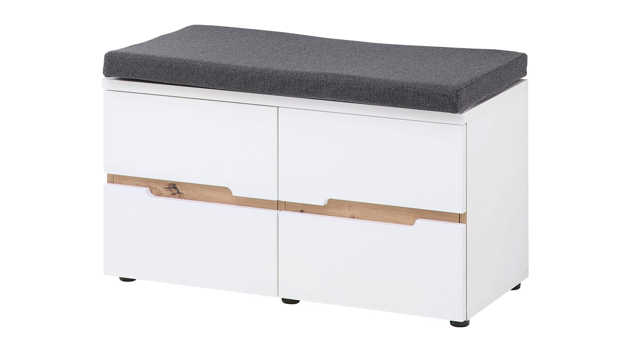 Garderobenbank mit Stauraum weiß - Artisan Eiche 80 cm - MEMPHIS 