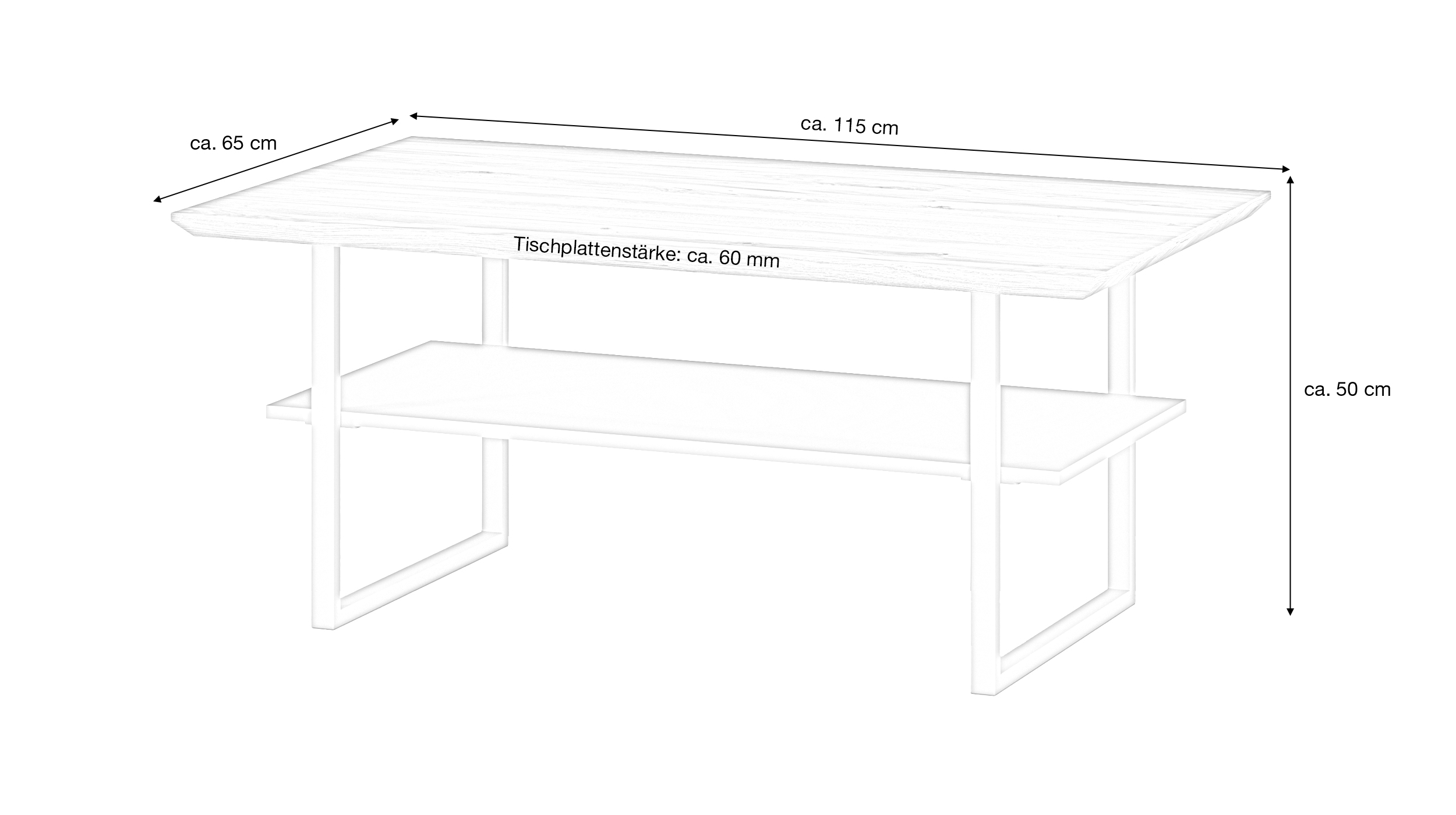 Couchtisch Eiche teilmassiv geölt 115 x 65 cm - KAI 