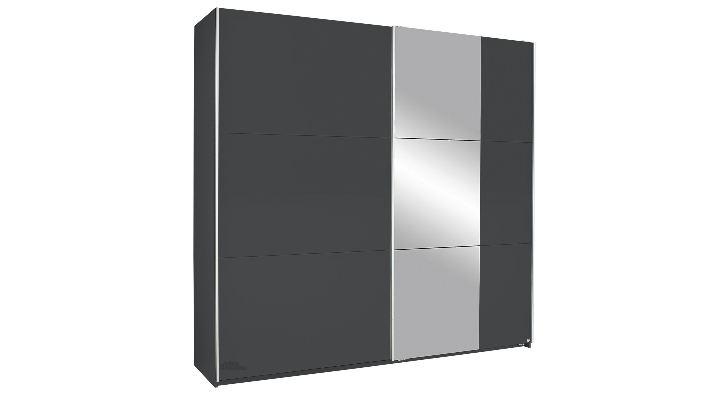 Schwebetürenschrank grau Spiegel 218 cm 2-türig - KRONACH