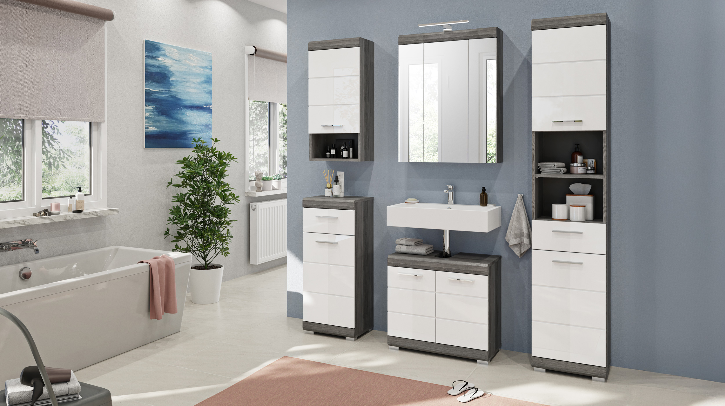 Spiegelschrank grau 60 cm - SCOUT